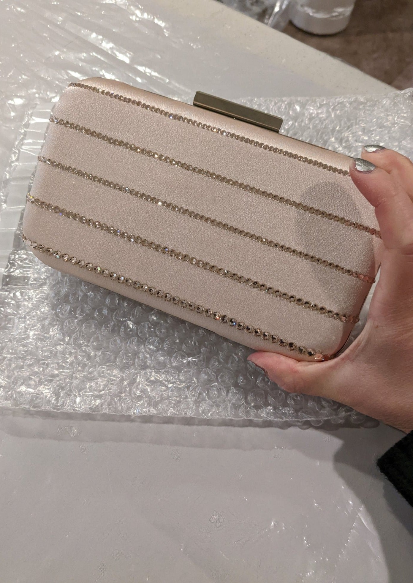 Harmony Striped Crystal Clutch