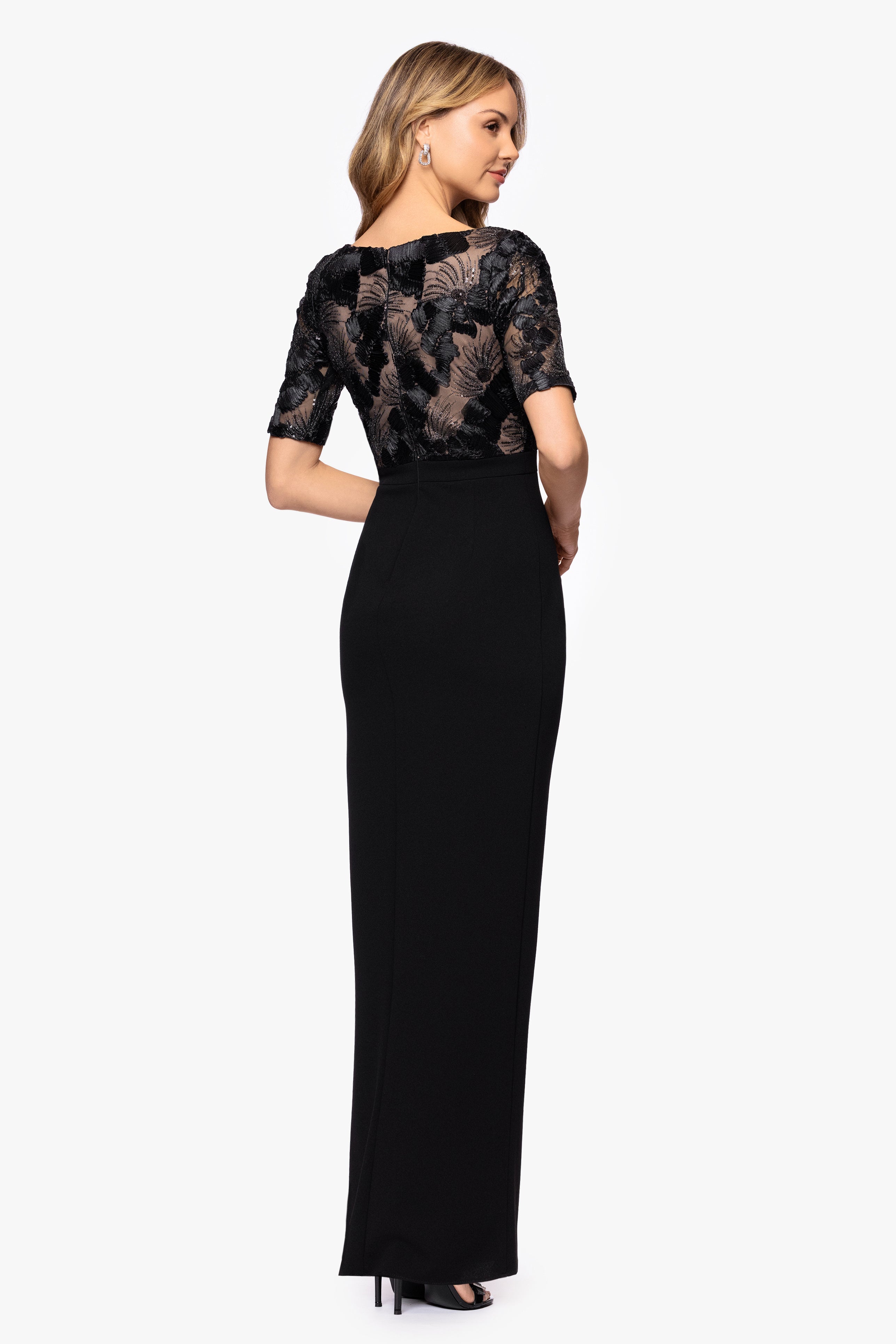 Petite “Mel” Soutache & Scuba Crepe Dress