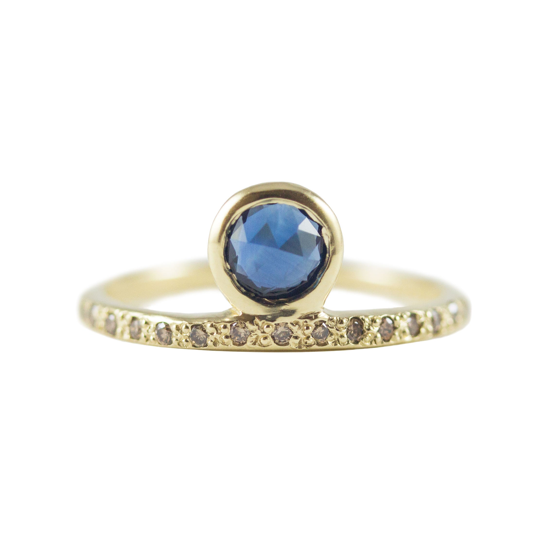 Umi Sapphire + Champagne Diamond Ring