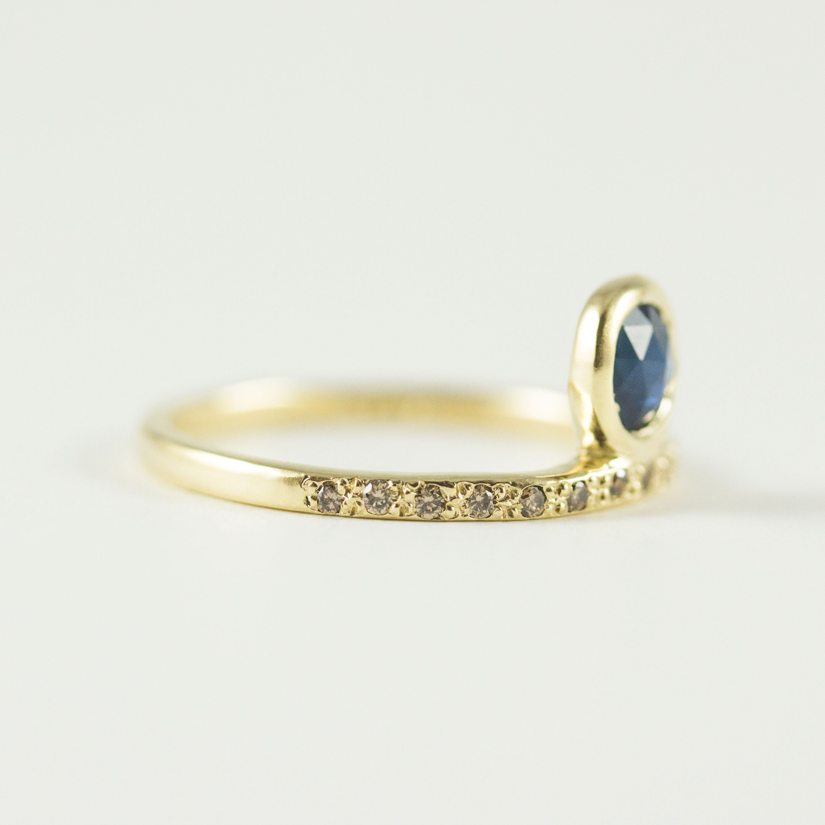 Umi Sapphire + Champagne Diamond Ring