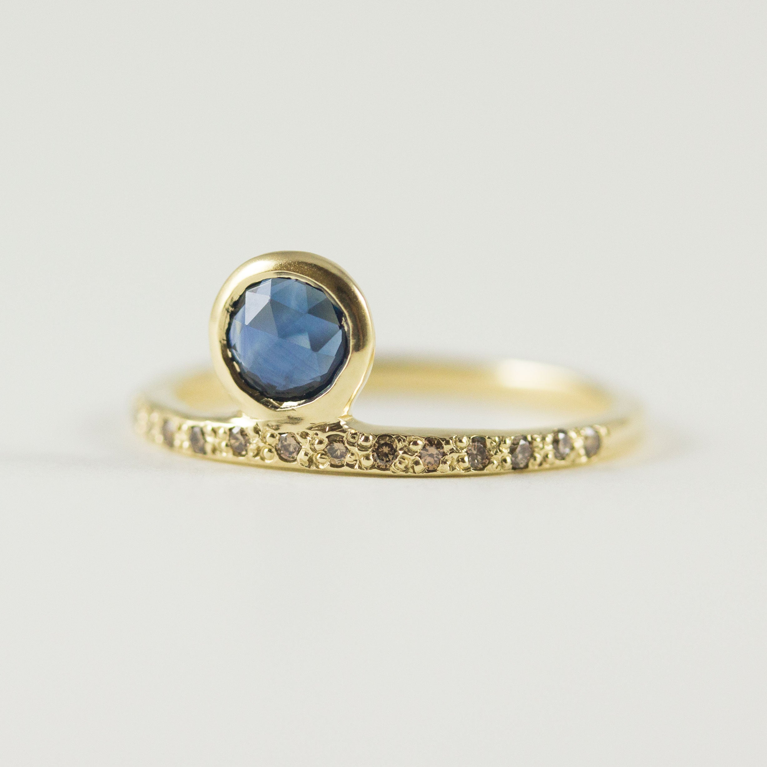 Umi Sapphire + Champagne Diamond Ring