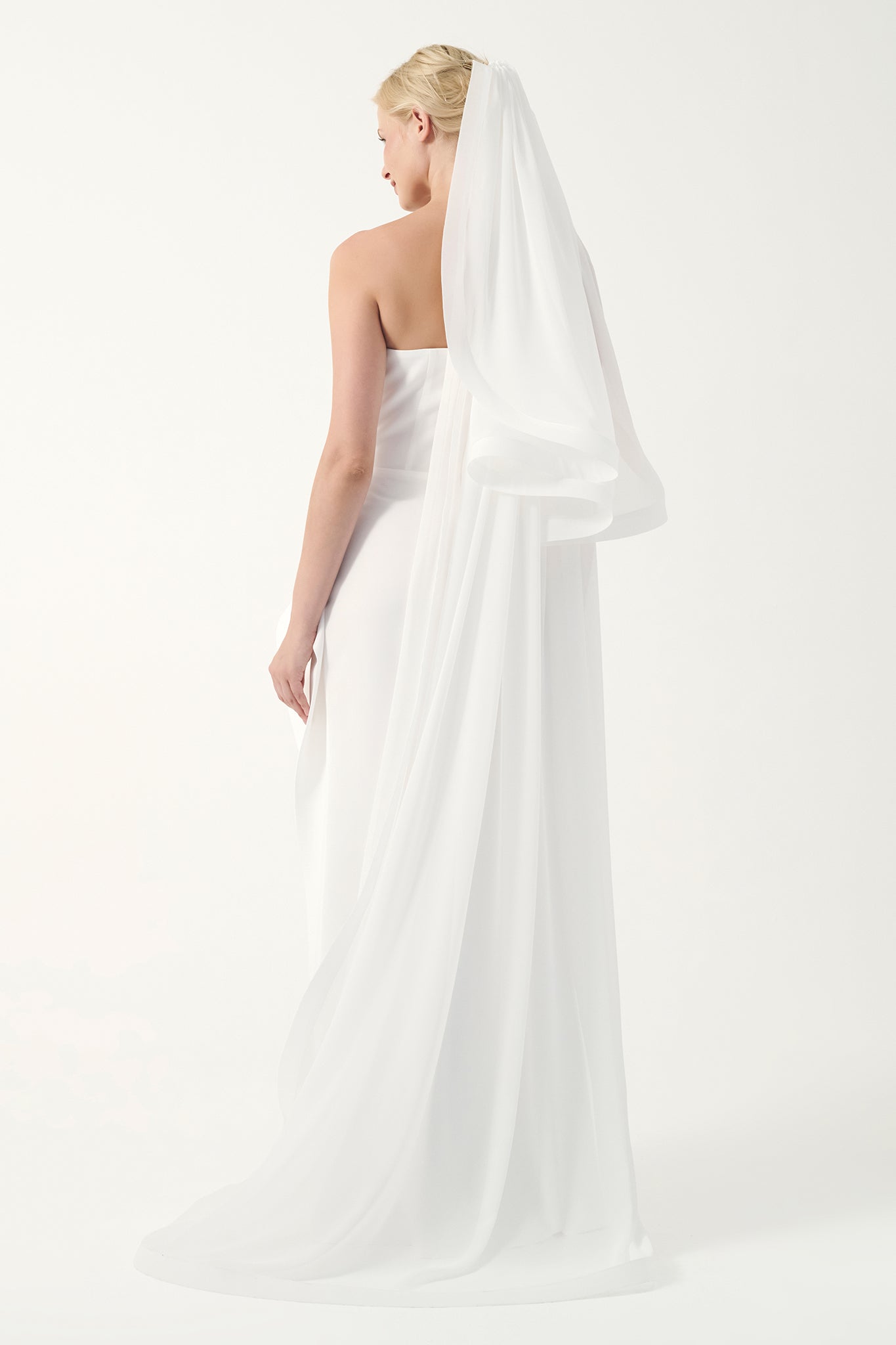 Strapless Gown with Flowing Veil