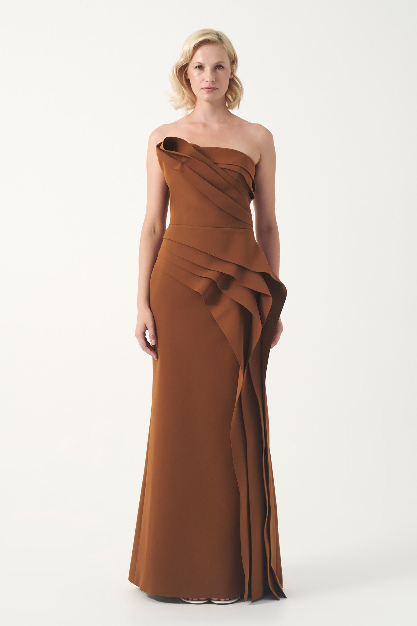Strapless Gown with Flowing Veil