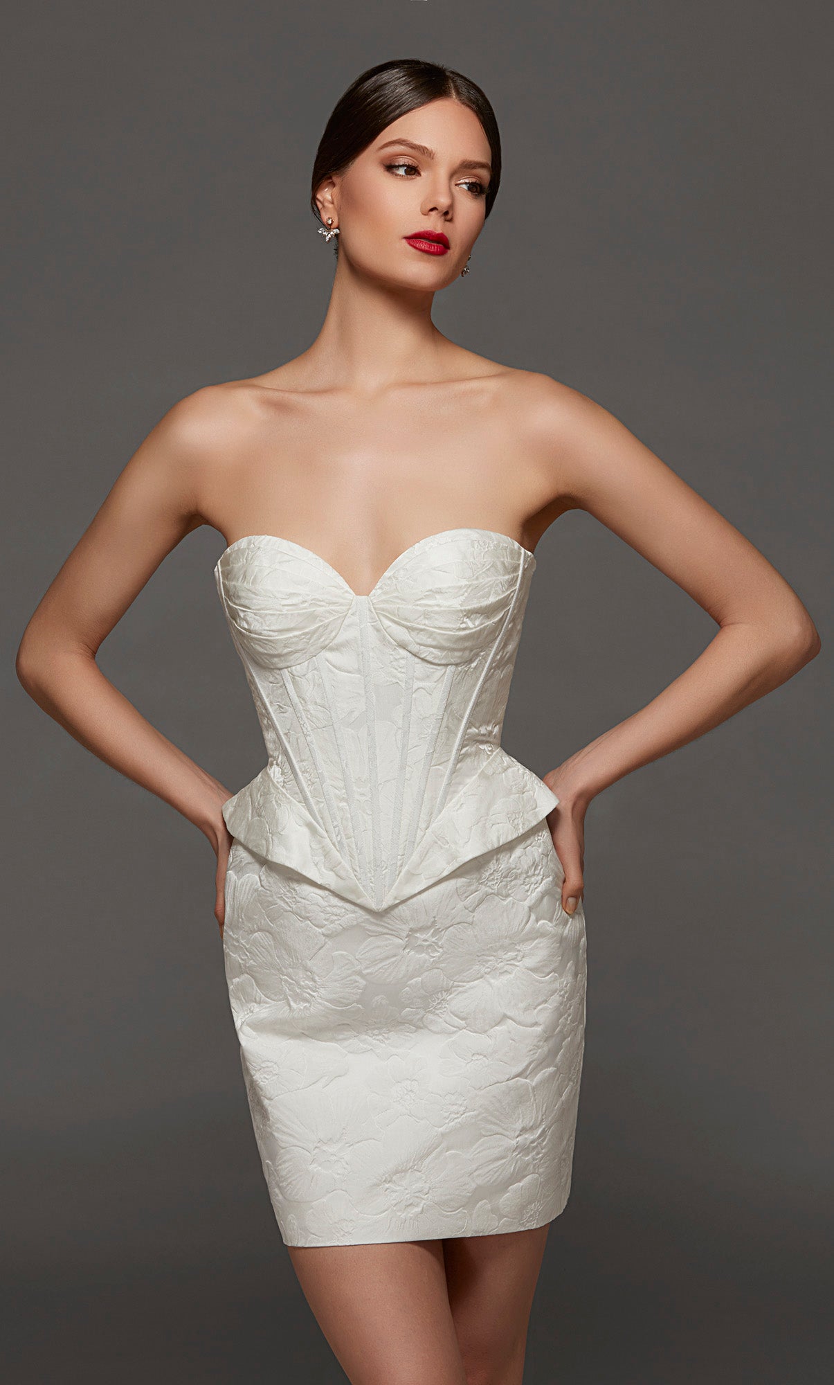 ALYCE Paris 70093 Bridal Cat-eye Neckline Simple Straight Dress