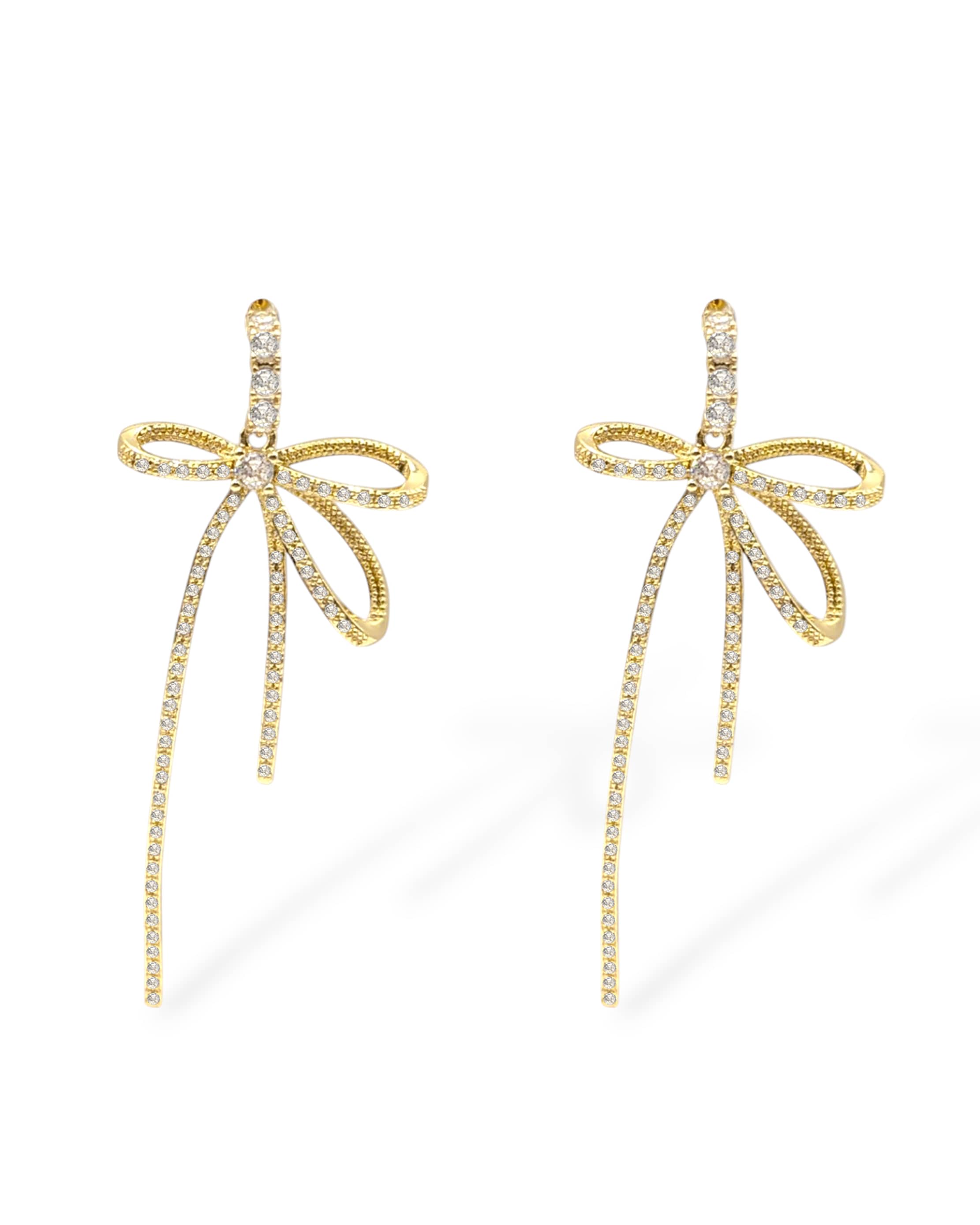 Summer Pavé CZ Crystal Bow Drop Earrings