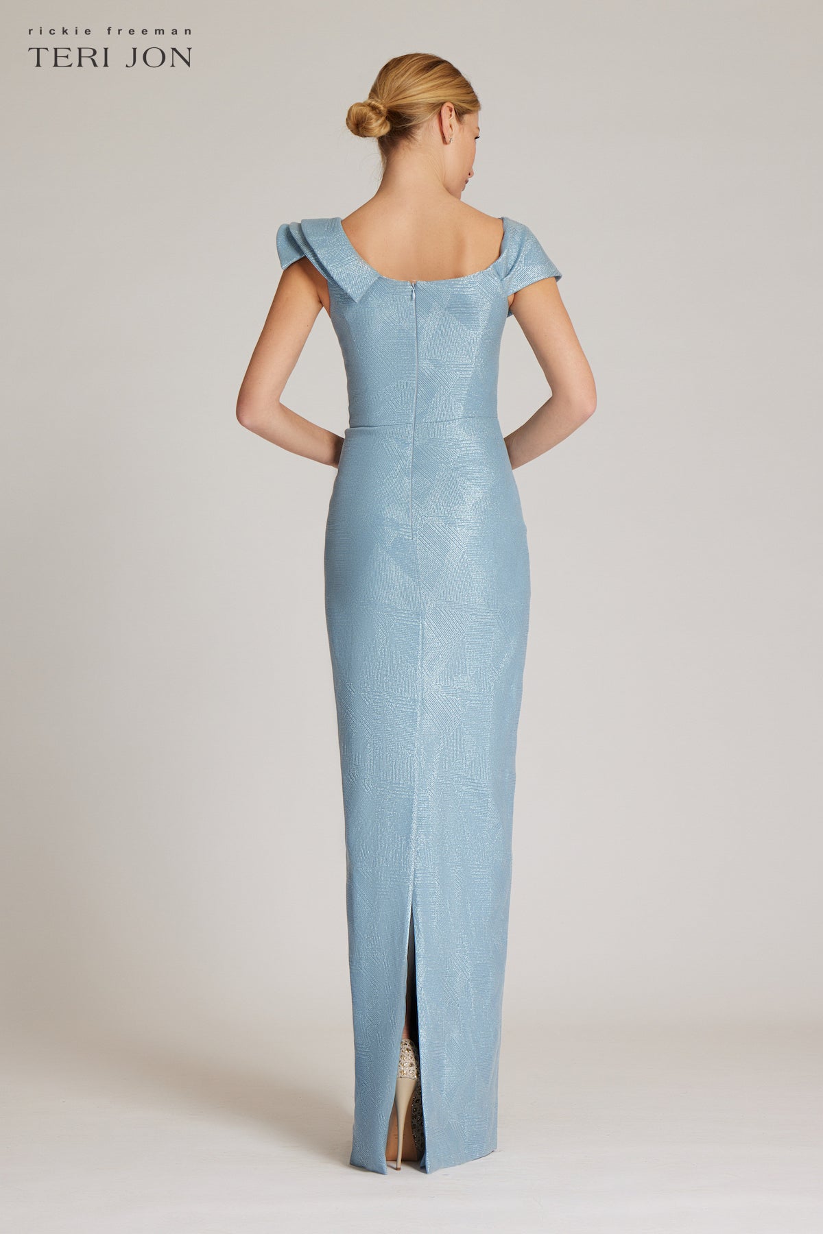 Metallic Jacquard Ruffle Gown