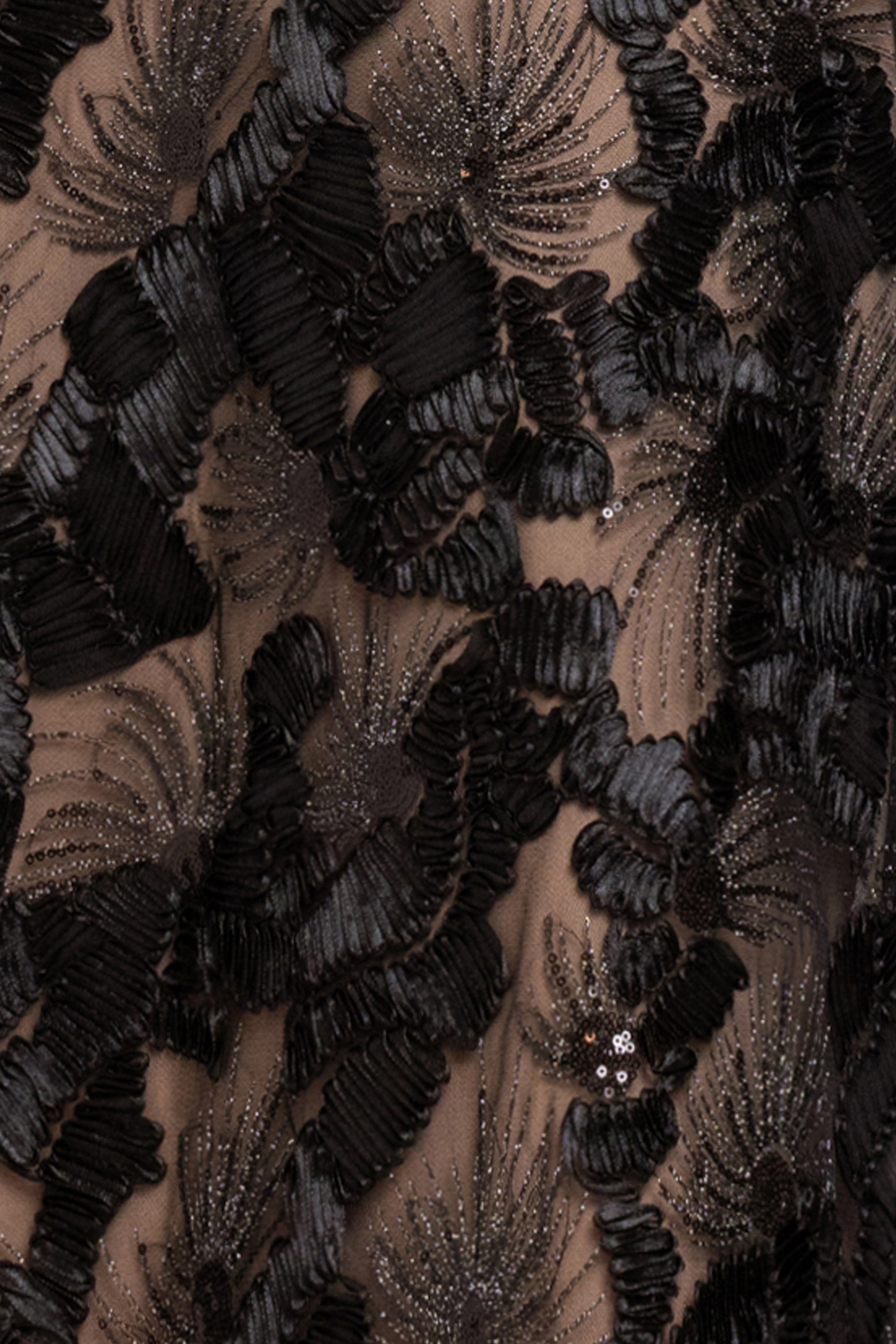 “Fabiana” Soutache Sequin Halter Neck Dress