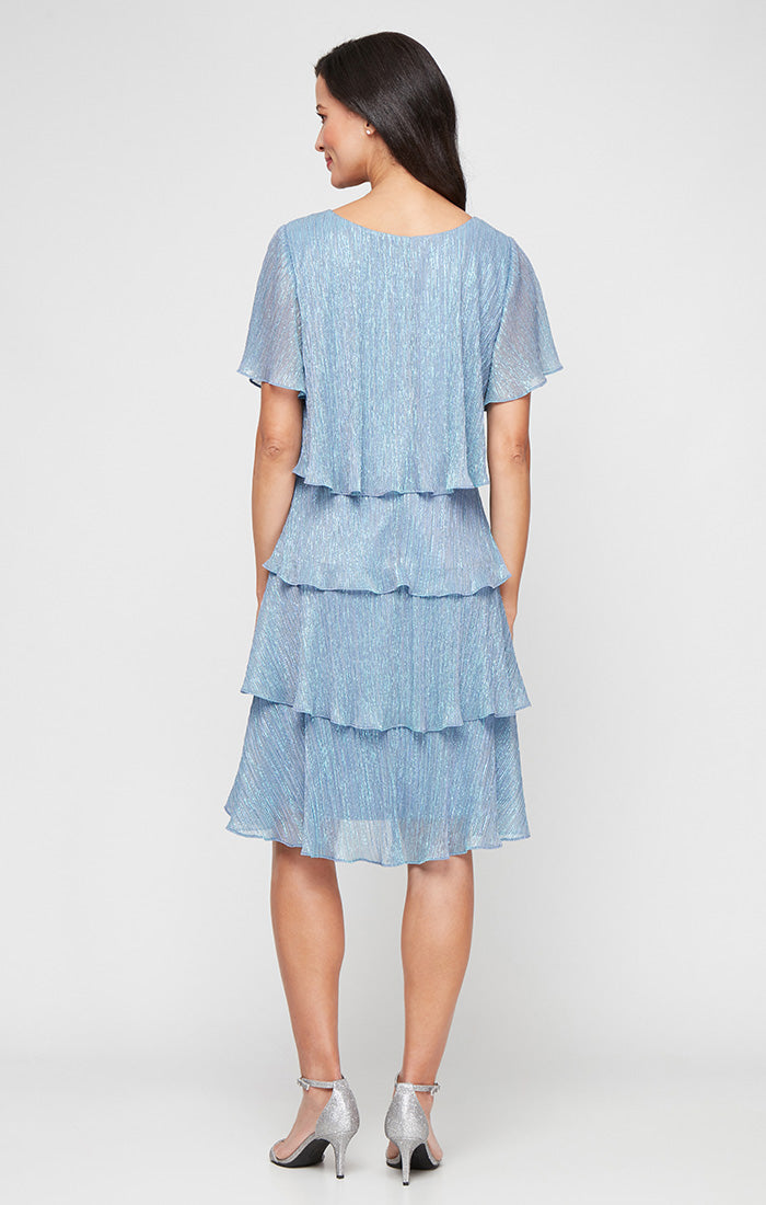 Shimmer Bodre Chiffon Tiered Cocktail Dress