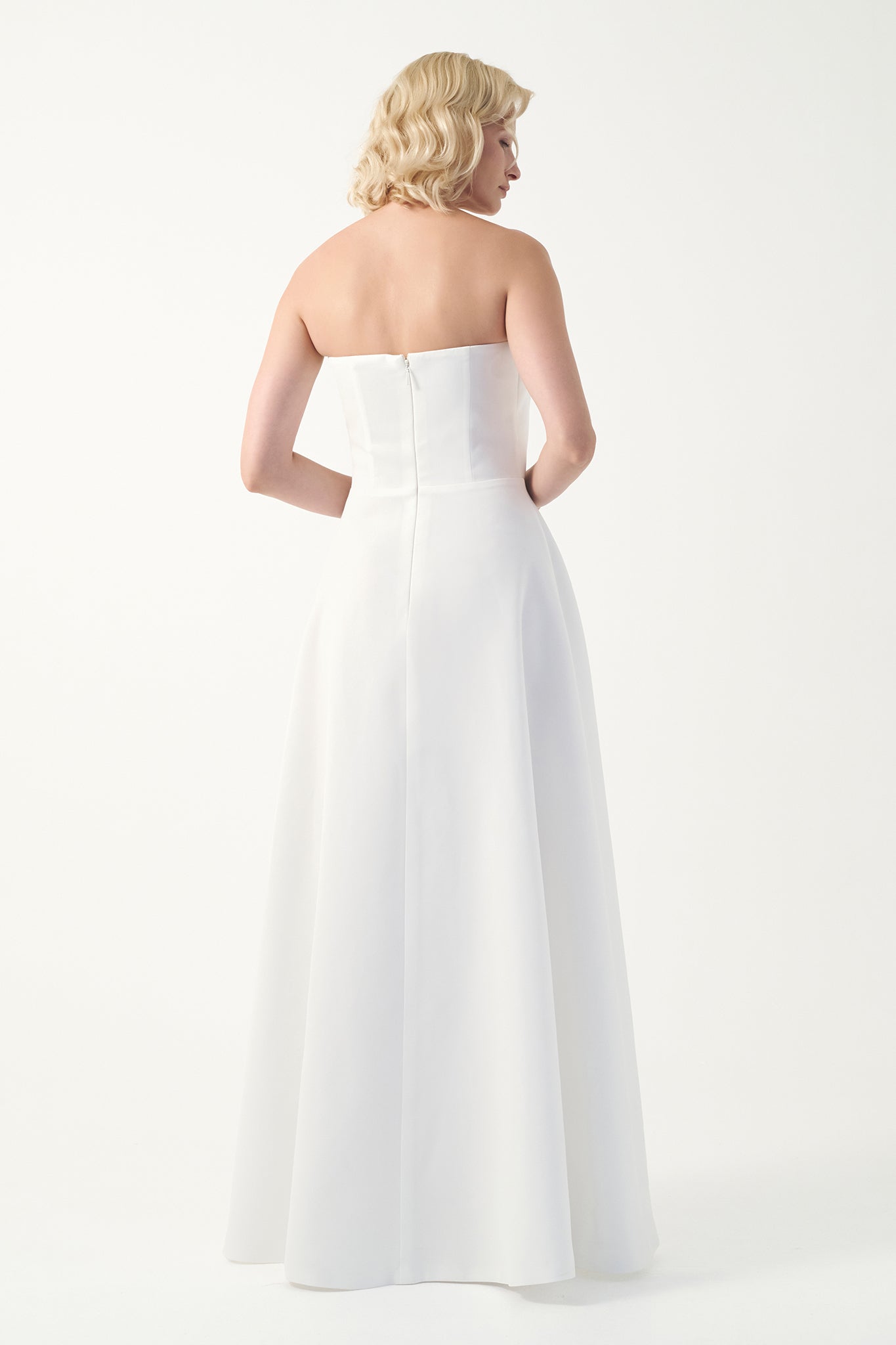 Asymmetric Draped A-Line Long Gown