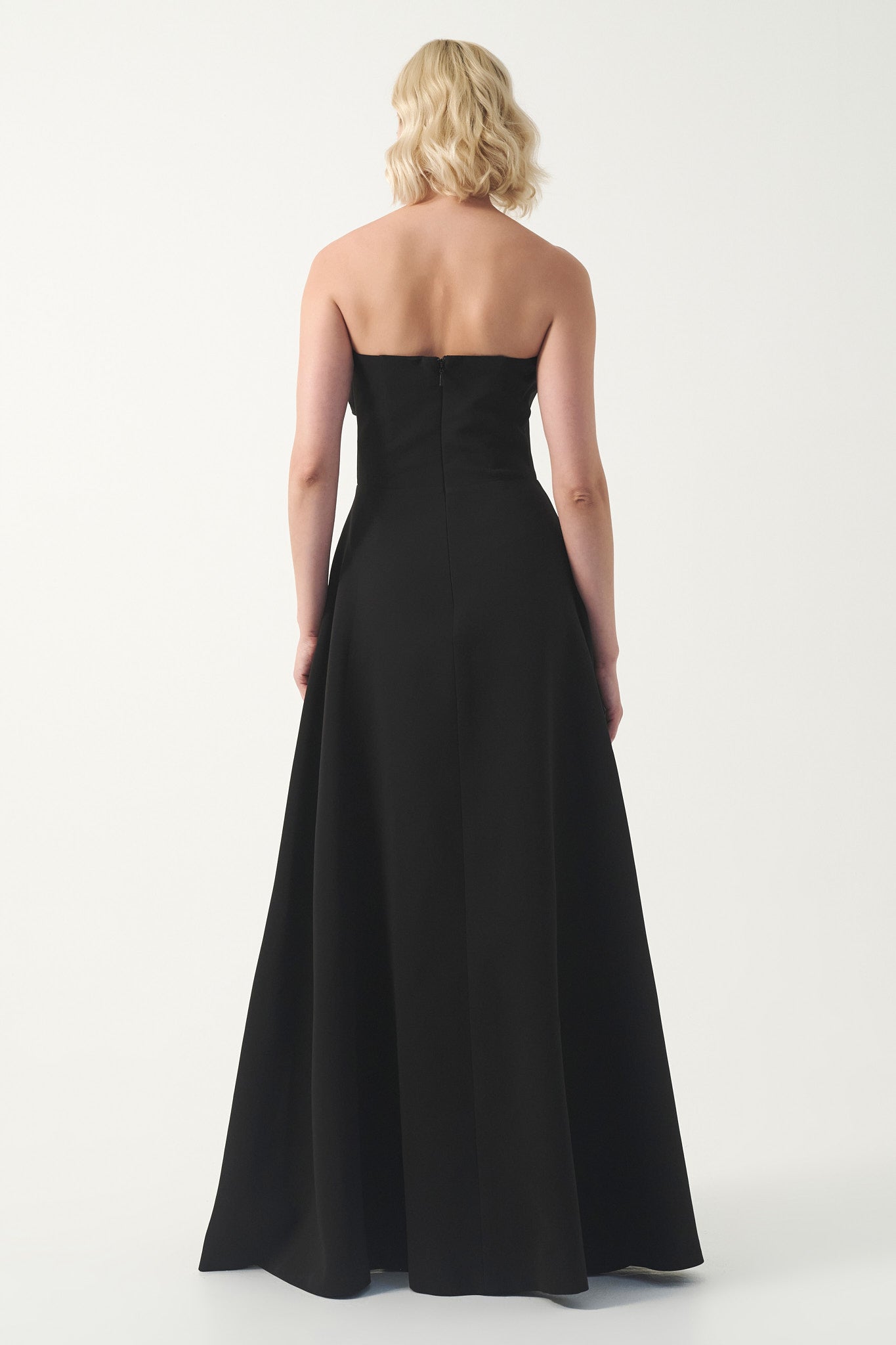 Asymmetric Draped A-Line Long Gown