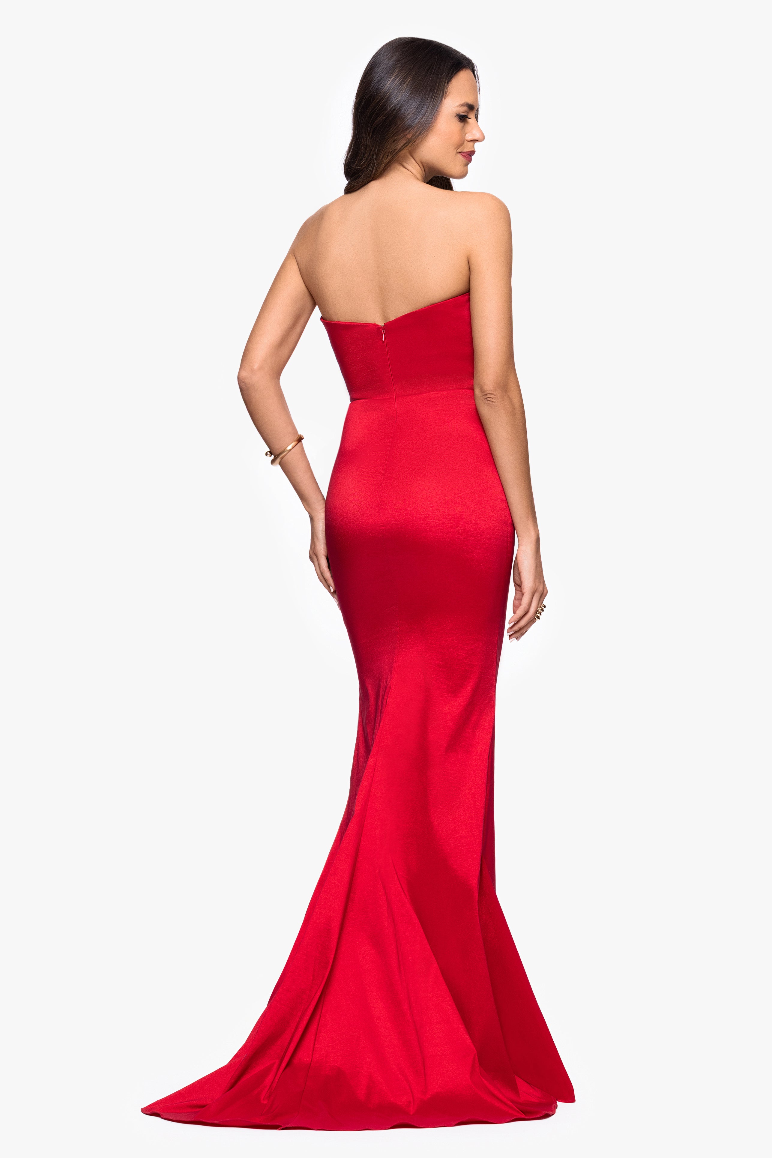 “Rowan” Taffeta Strapless Ruffle Dress