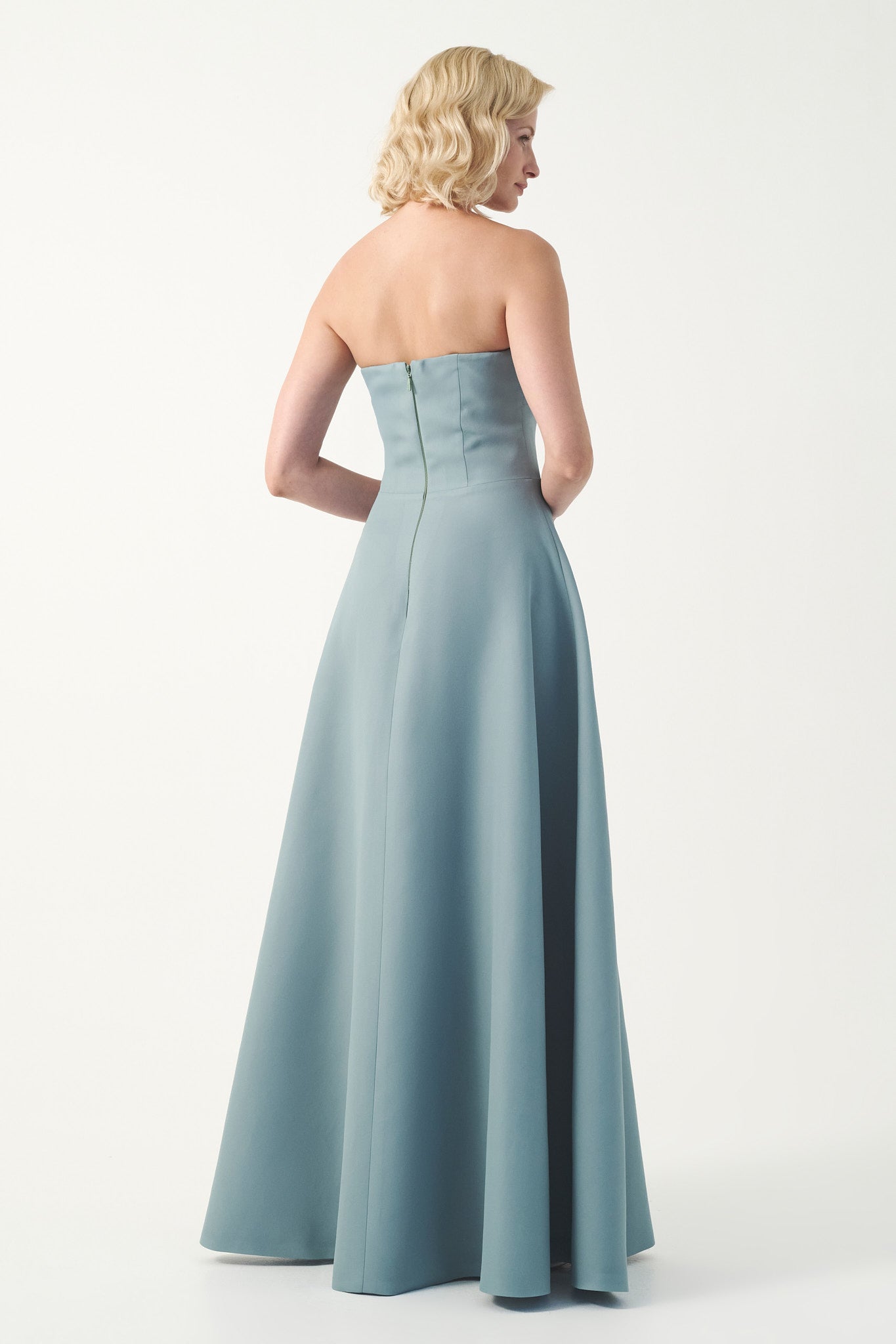 Asymmetric Draped A-Line Gown