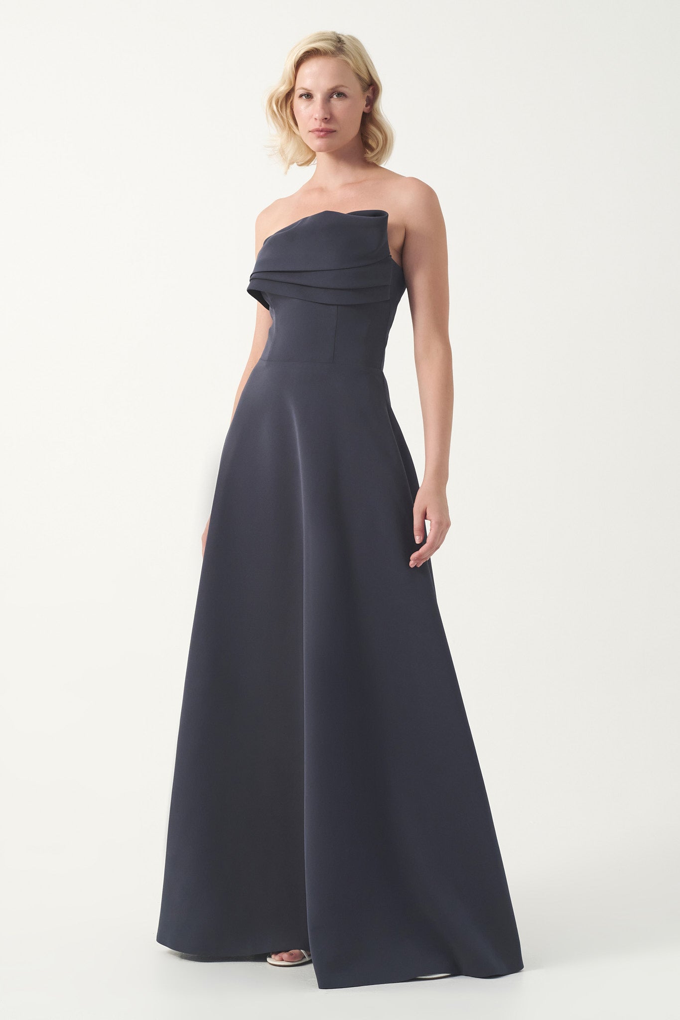 Asymmetric Draped A-Line Gown
