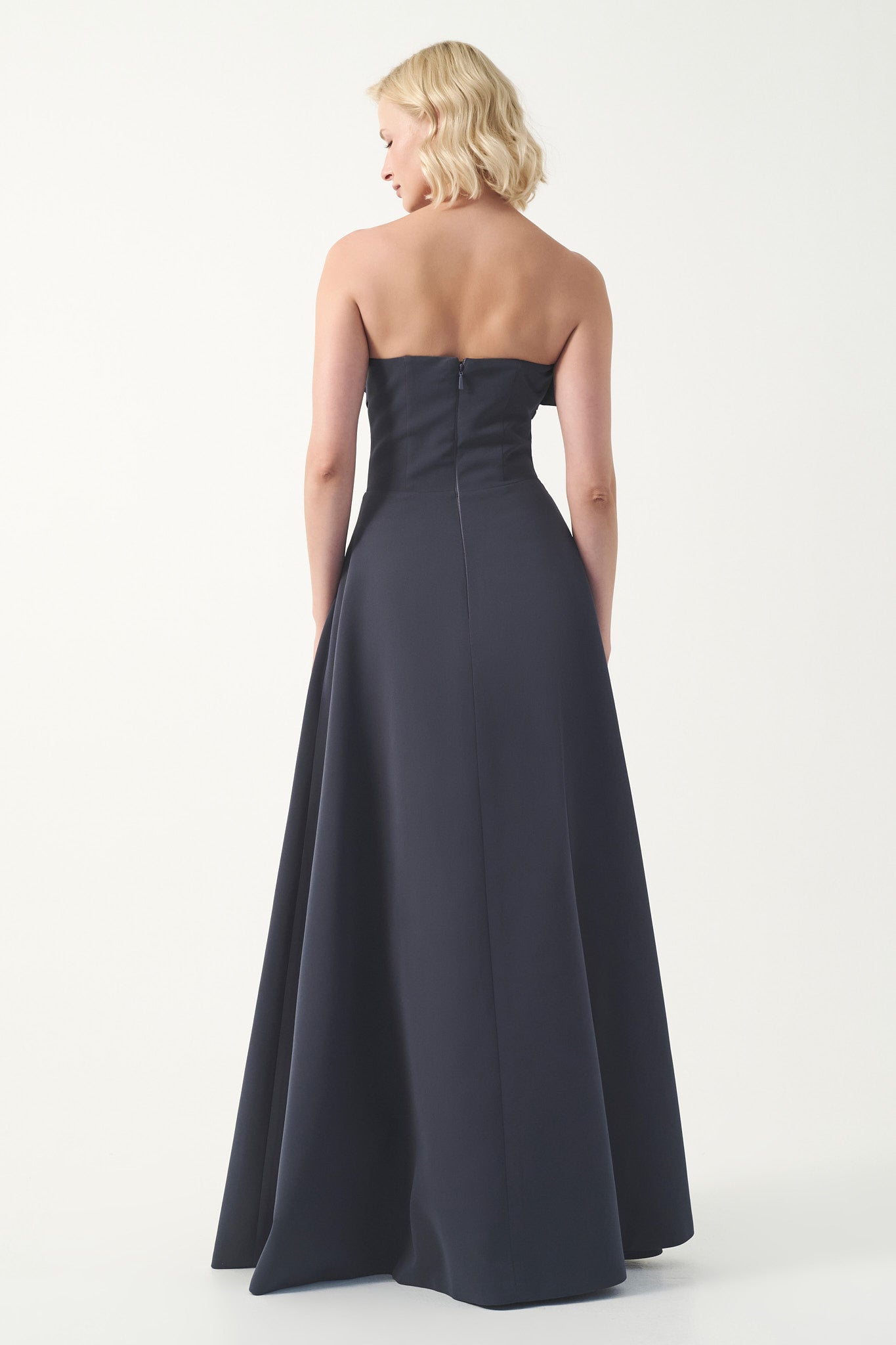Asymmetric Draped A-Line Gown