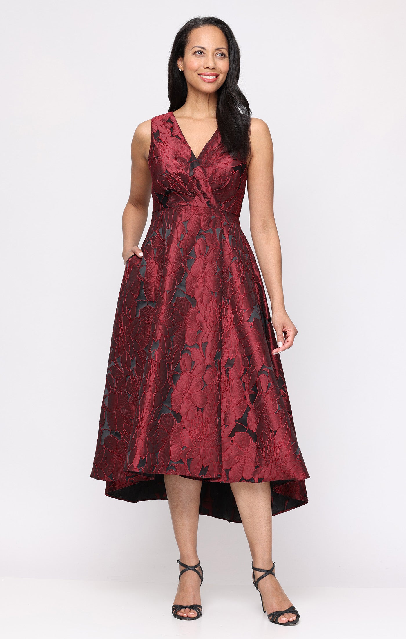 Sleeveless Surplice High/Low Dress