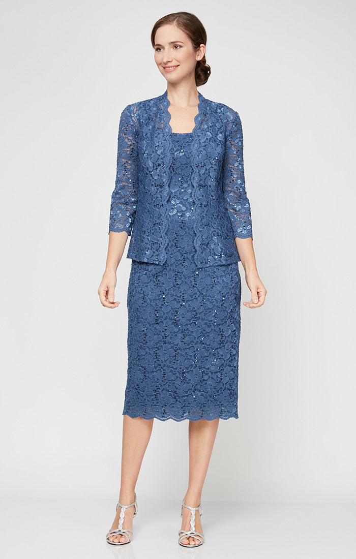 Lace Jacket Dress with Sequin Detail
