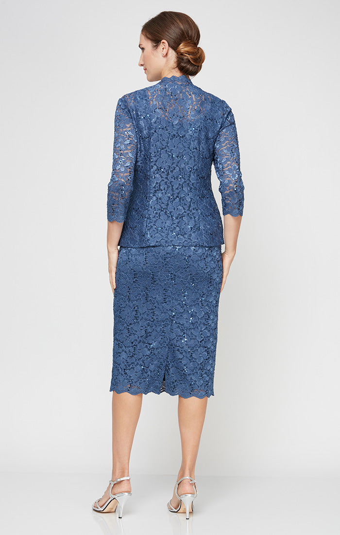 Lace Jacket Dress with Sequin Detail