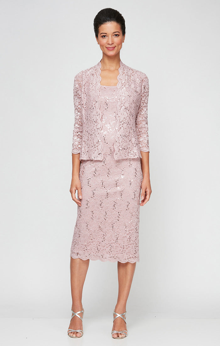 Lace Jacket Dress with Sequin Detail