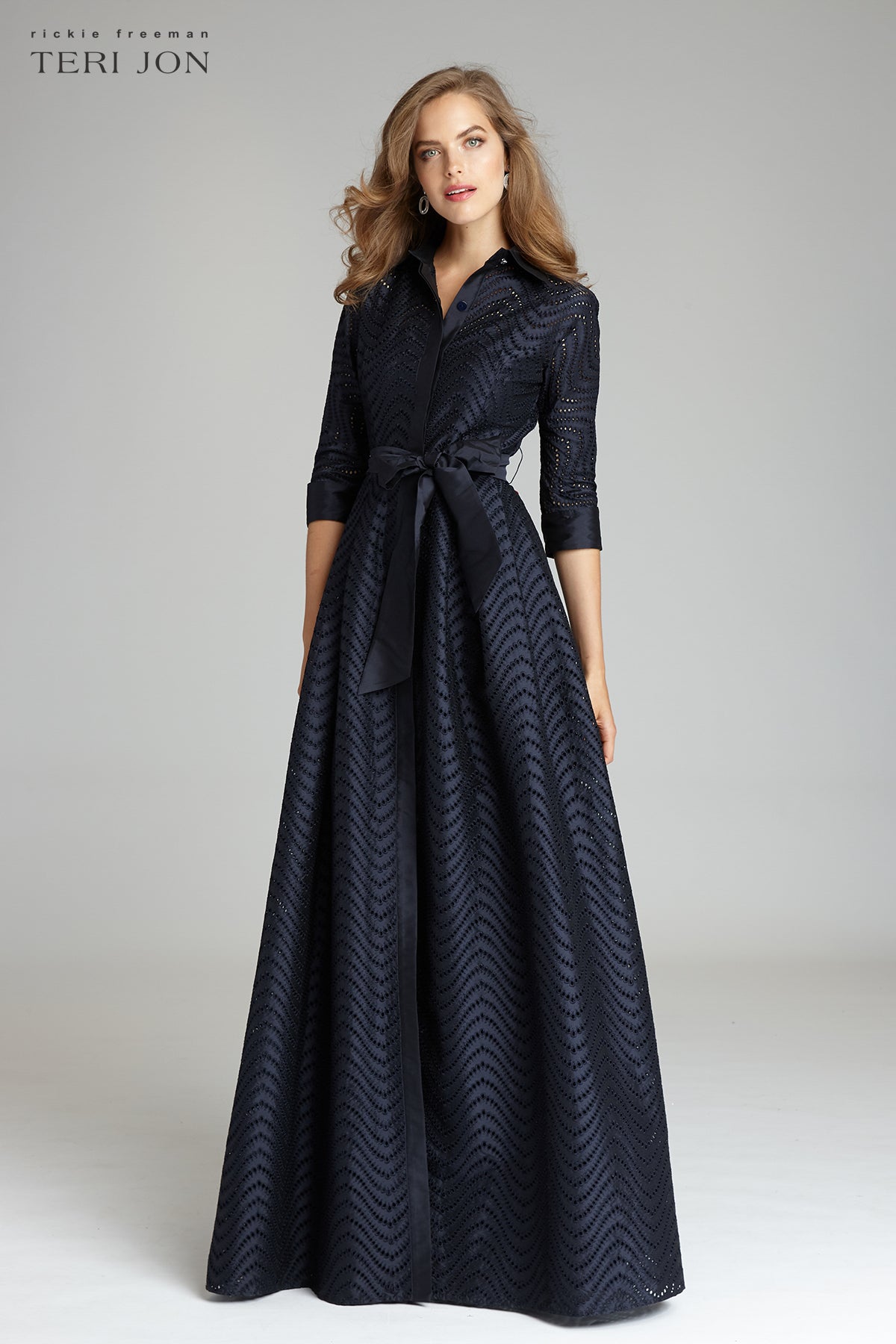 Taffeta Chevron Eyelet Shirt Waist Gown