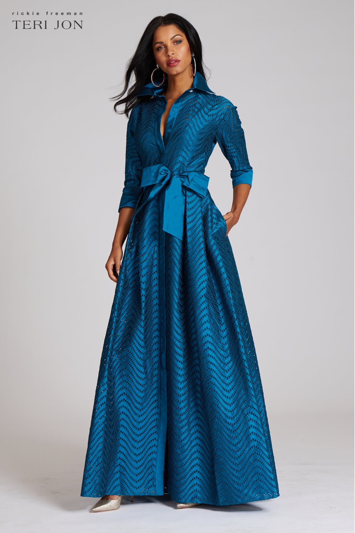 Taffeta Chevron Eyelet Shirt Waist Gown