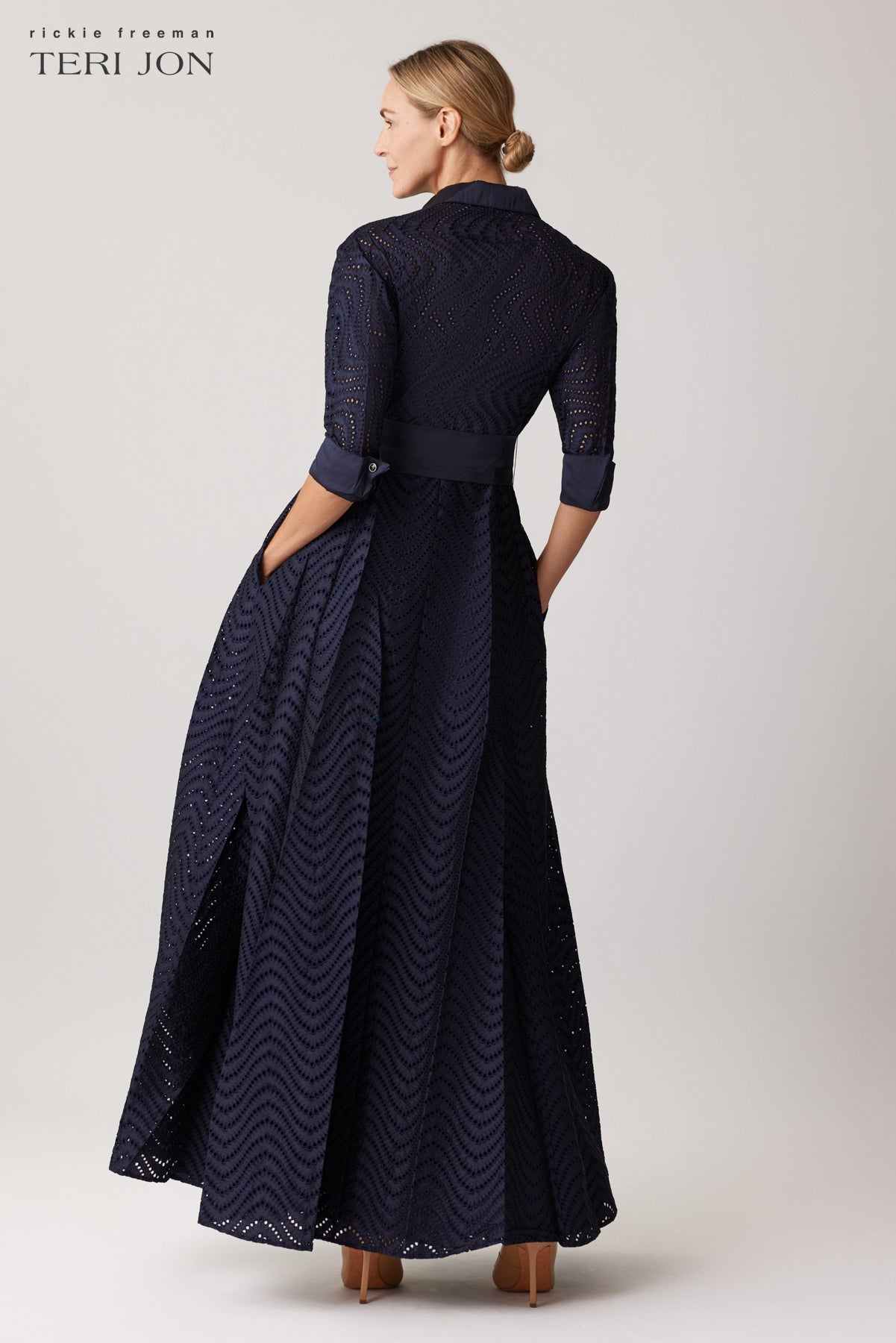 Taffeta Chevron Eyelet Shirt Waist Gown
