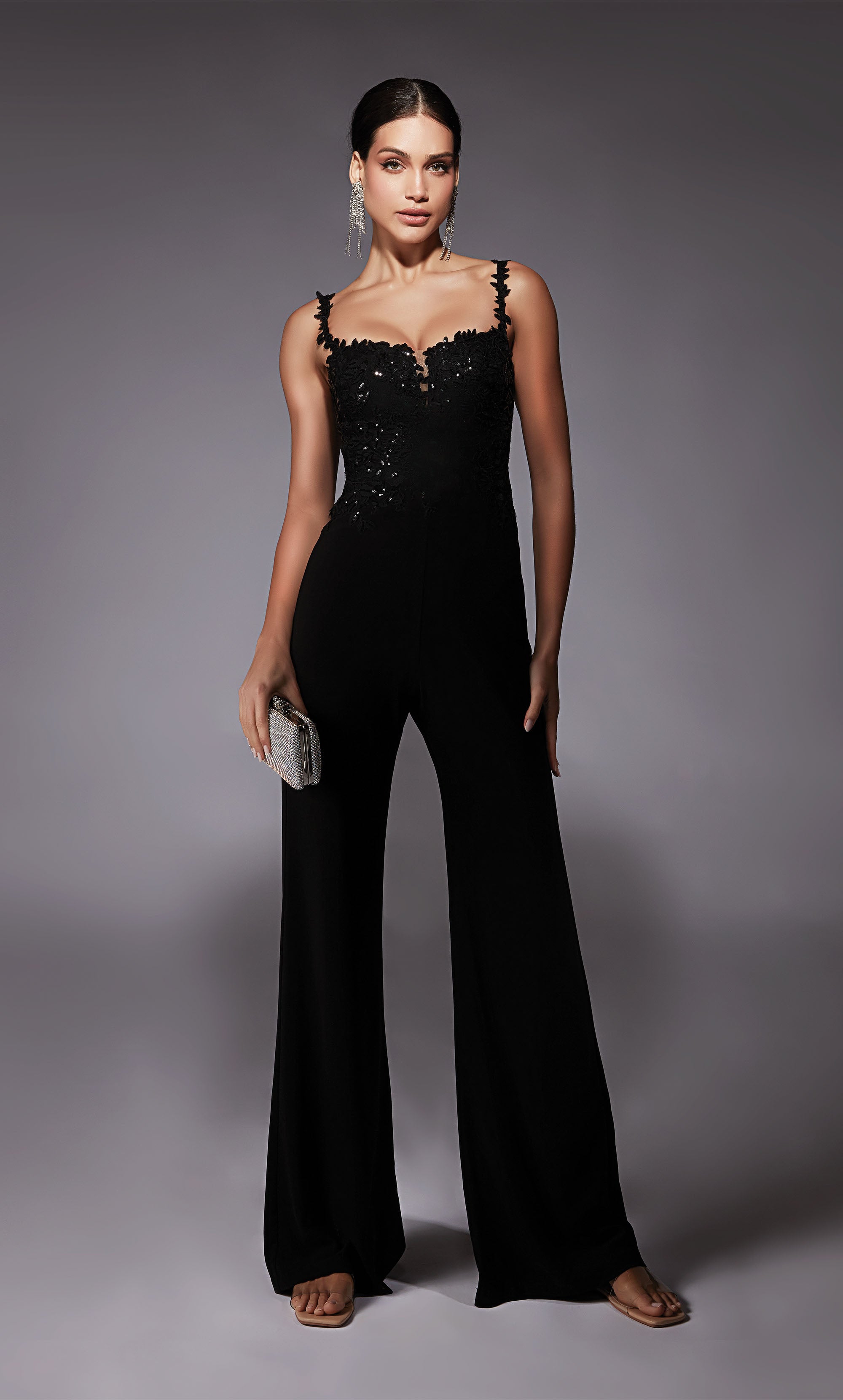 ALYCE Paris 70073 Bridal Straight Across Neckline Elegant Jumpsuit Dress