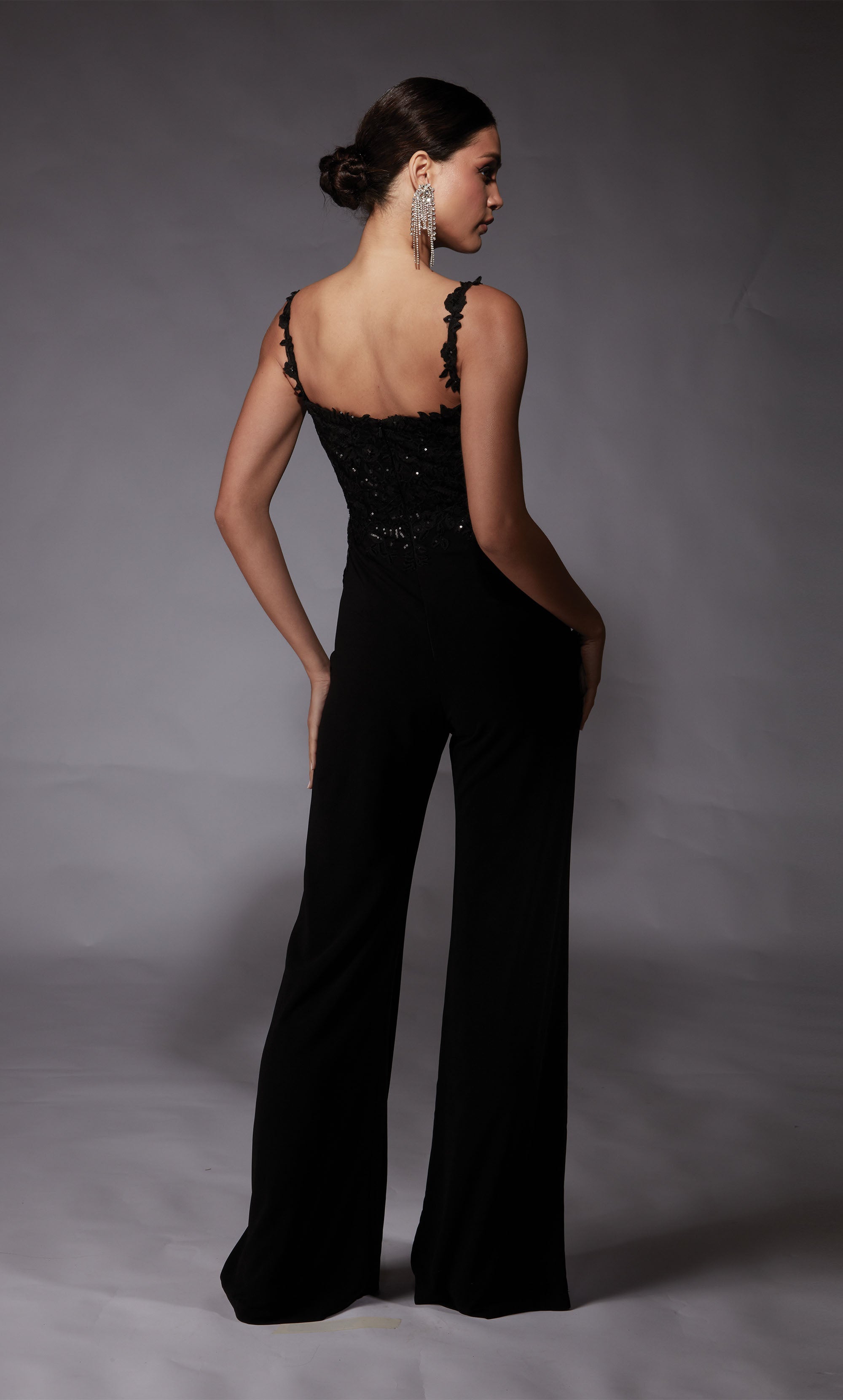 ALYCE Paris 70073 Bridal Straight Across Neckline Elegant Jumpsuit Dress