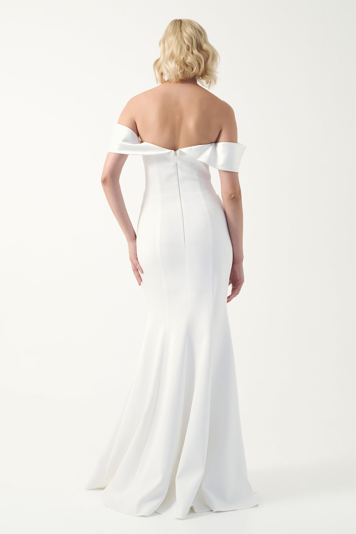 Off-Shoulder Ruffle Draped Gown