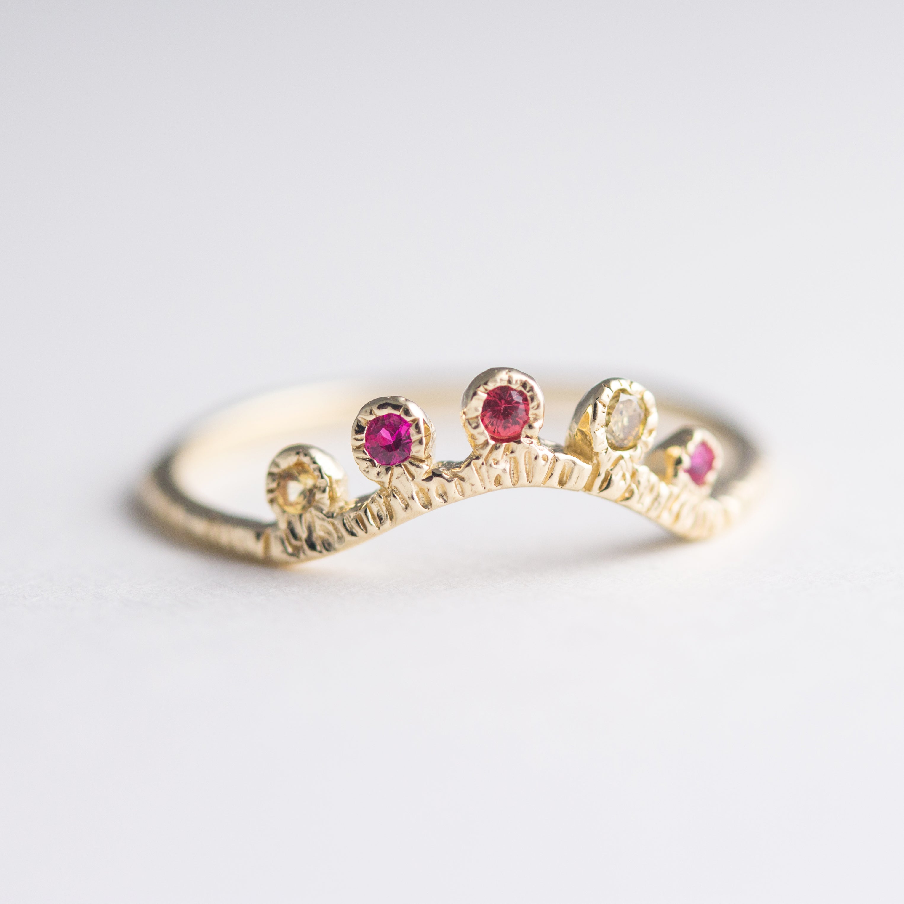 Arco Sapphire + Ruby Ring