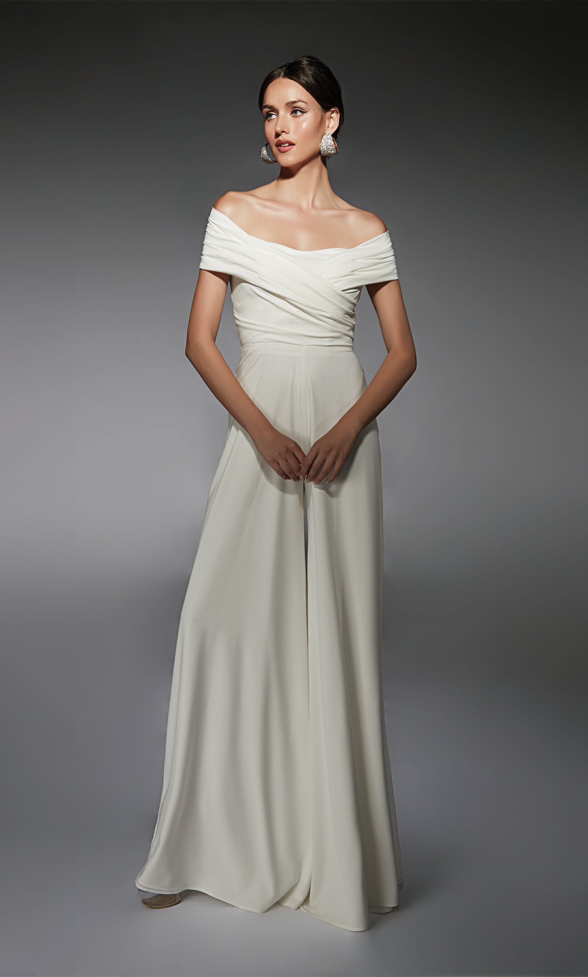 ALYCE Paris 70067 Bridal Off The Shoulder Neckline Elegant Jumpsuit Dress