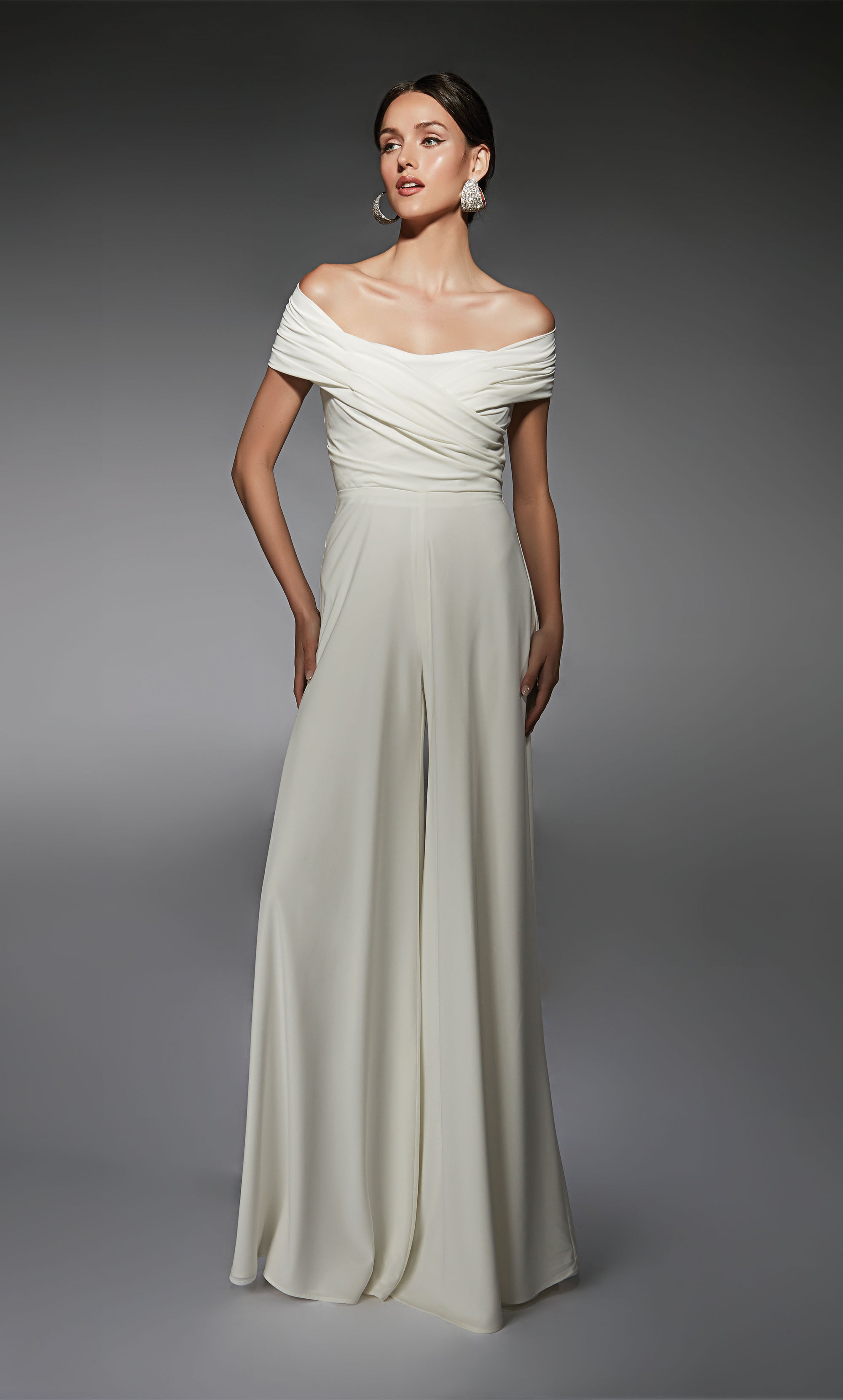 ALYCE Paris 70067 Bridal Off The Shoulder Neckline Elegant Jumpsuit Dress
