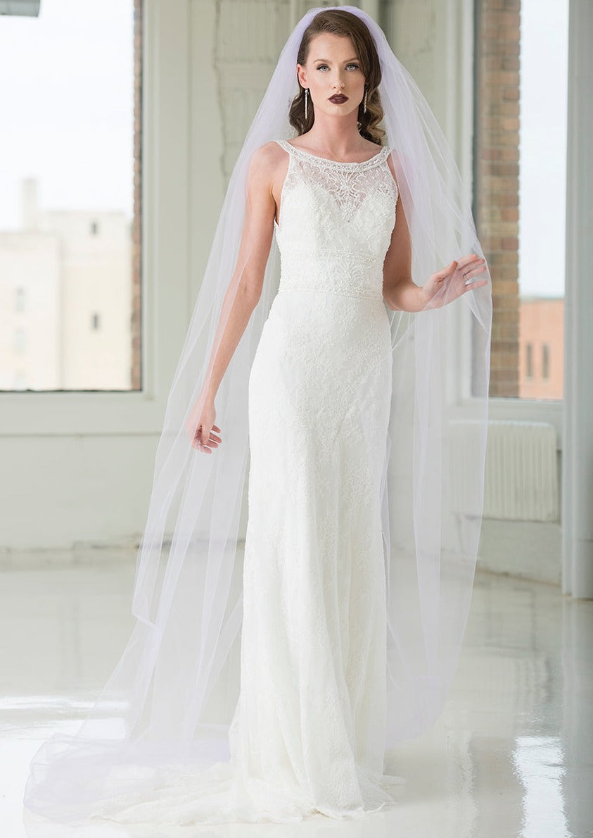 1902 Plain Cathedral Length Veil in Lilac