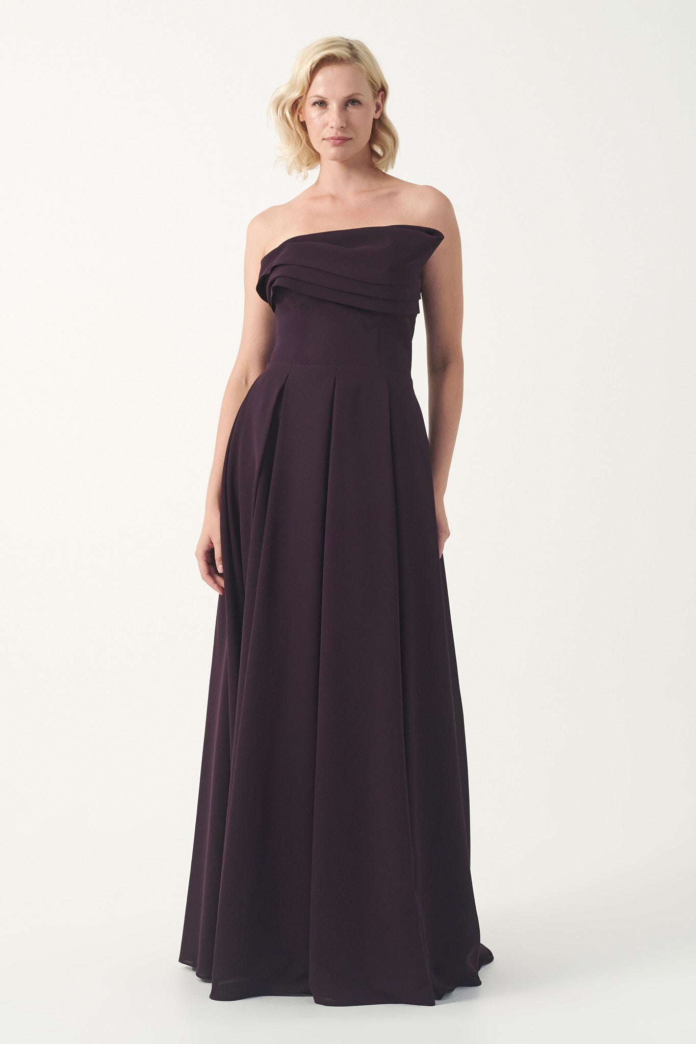 Asymmetric Draped Long Dress