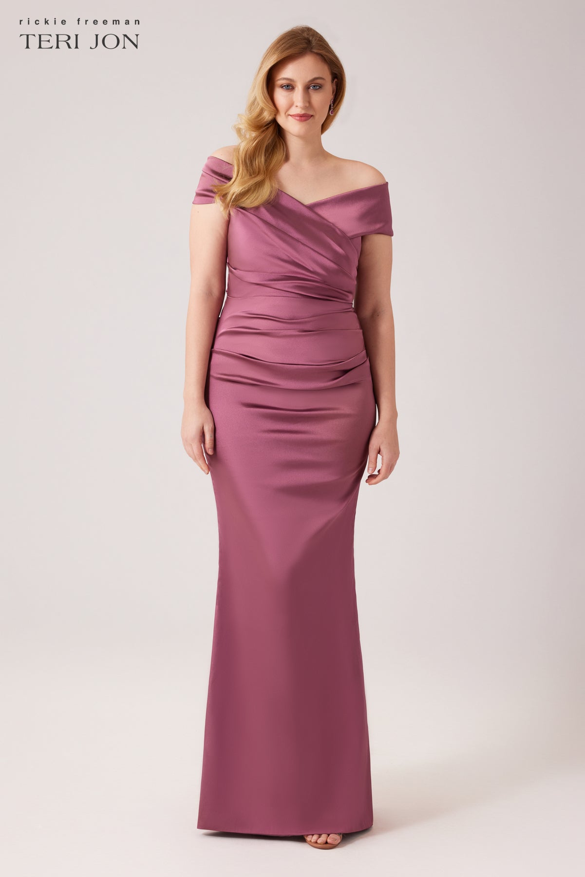 Off The Shoulder Stretch Satin Gown