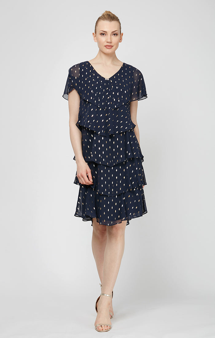Foil Chiffon Tiered Dress