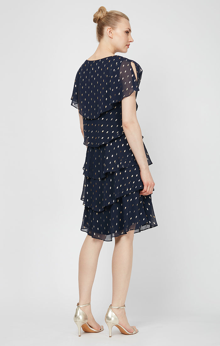 Foil Chiffon Tiered Dress