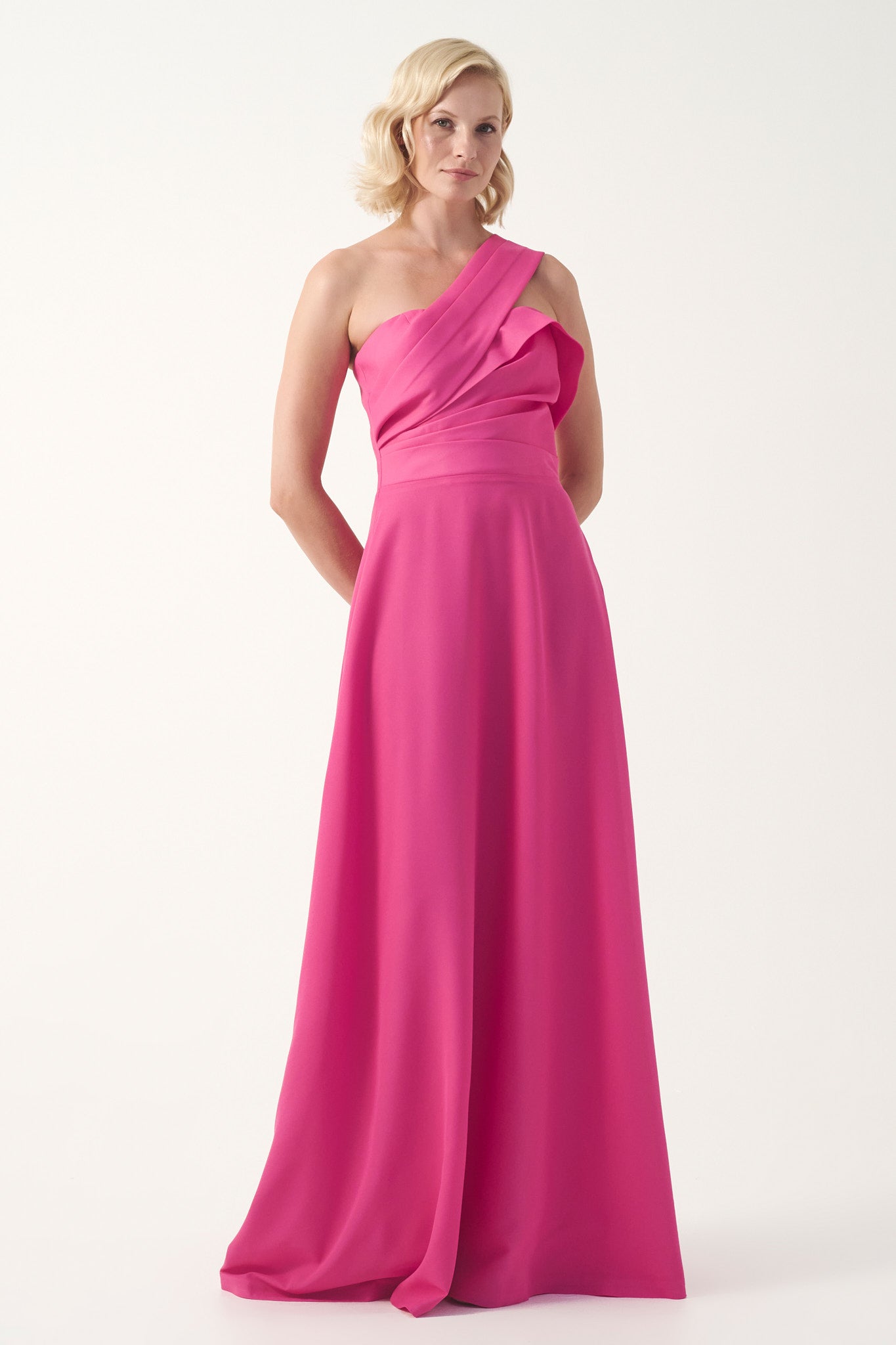 One-Shoulder Draped Evening Gown