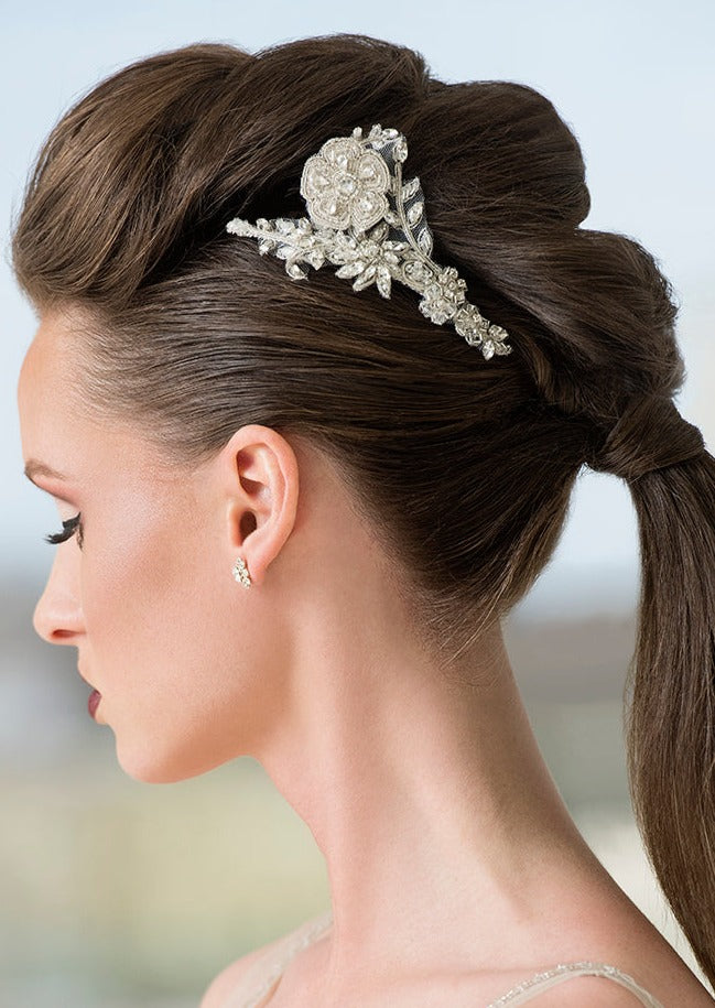 Hibiscus Crystal and Beaded Floral Hairpiece