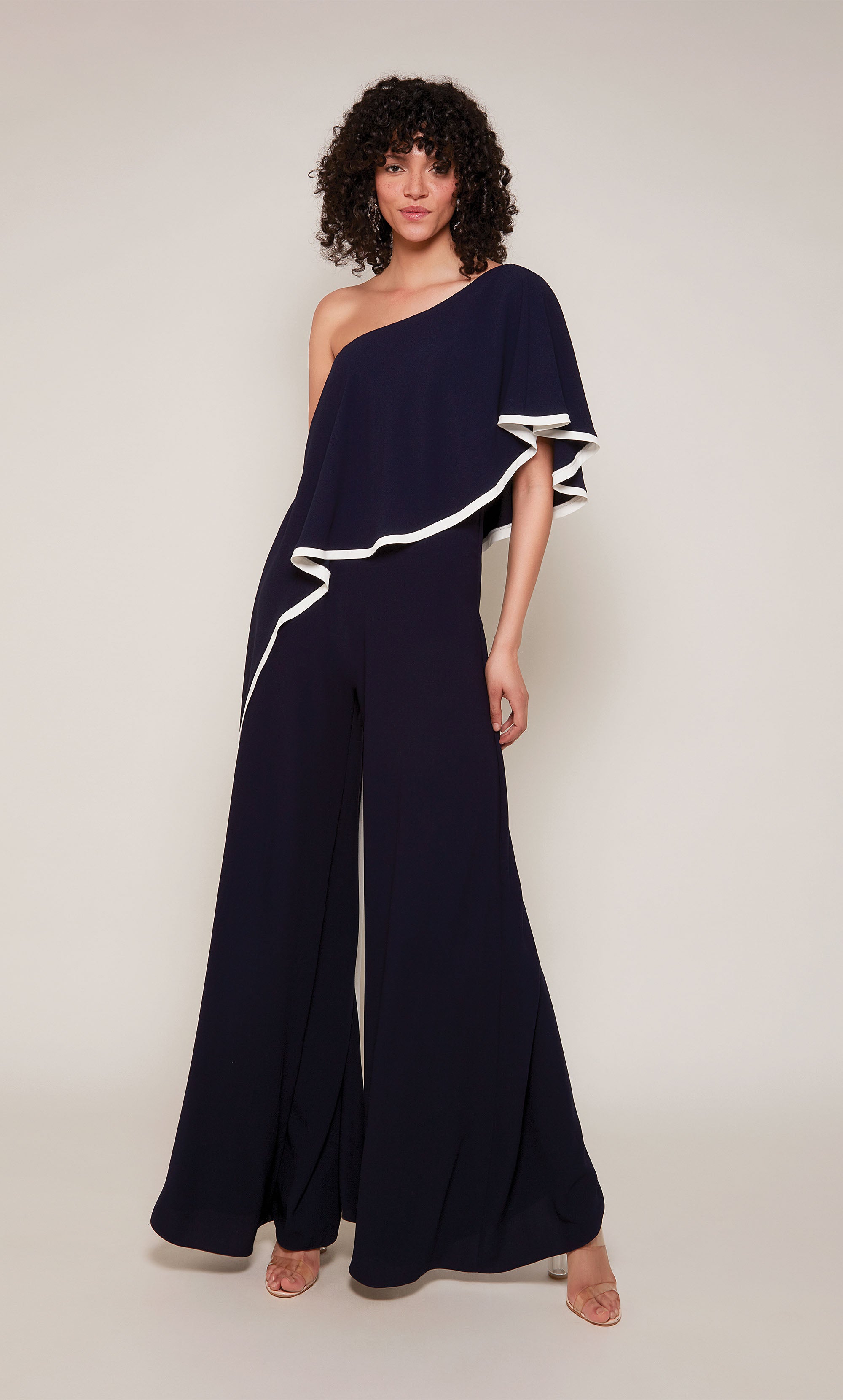 ALYCE Paris 70049 Bridal One Shoulder Neckline Ruched/draped Jumpsuit Dress