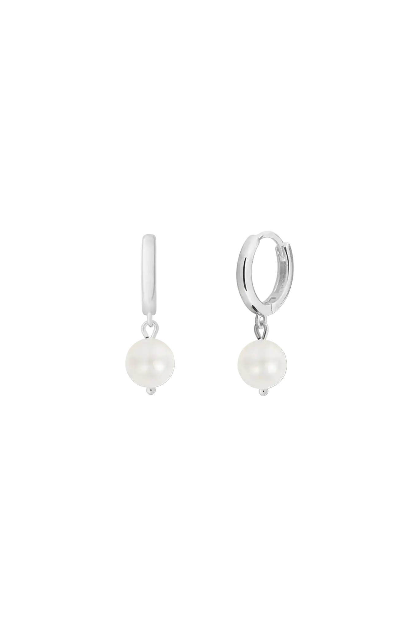 Mini Circle Pearl Silver Earrings