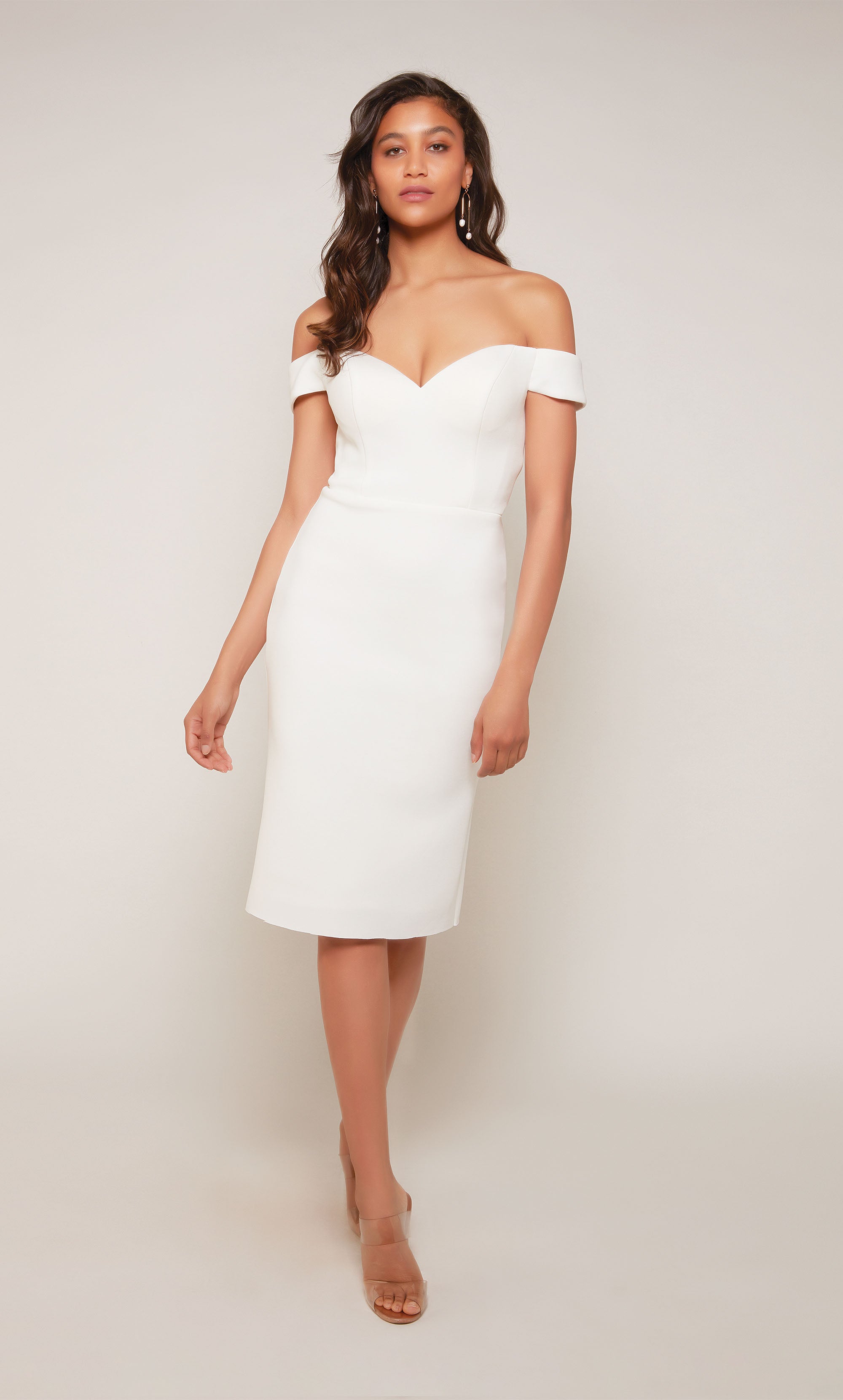 ALYCE Paris 70047 Bridal Off The Shoulder Neckline Simple Straight Dress