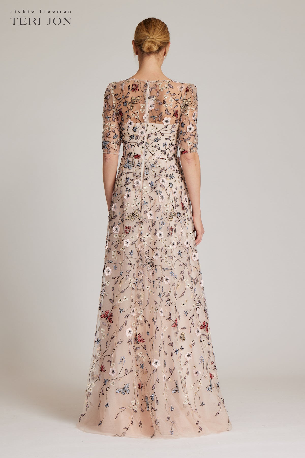 Overlay Gown With 3D Embroidered Florals