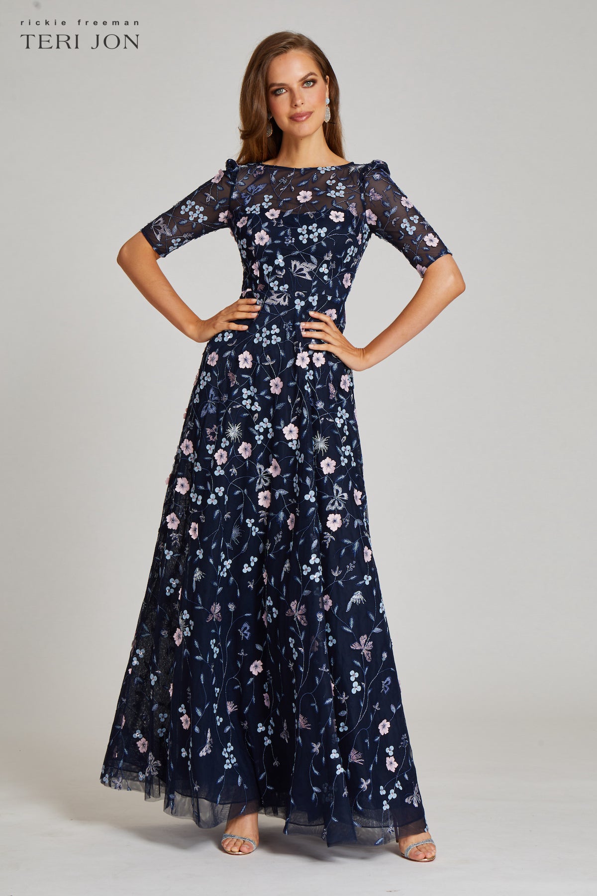 Overlay Gown With 3D Embroidered Florals