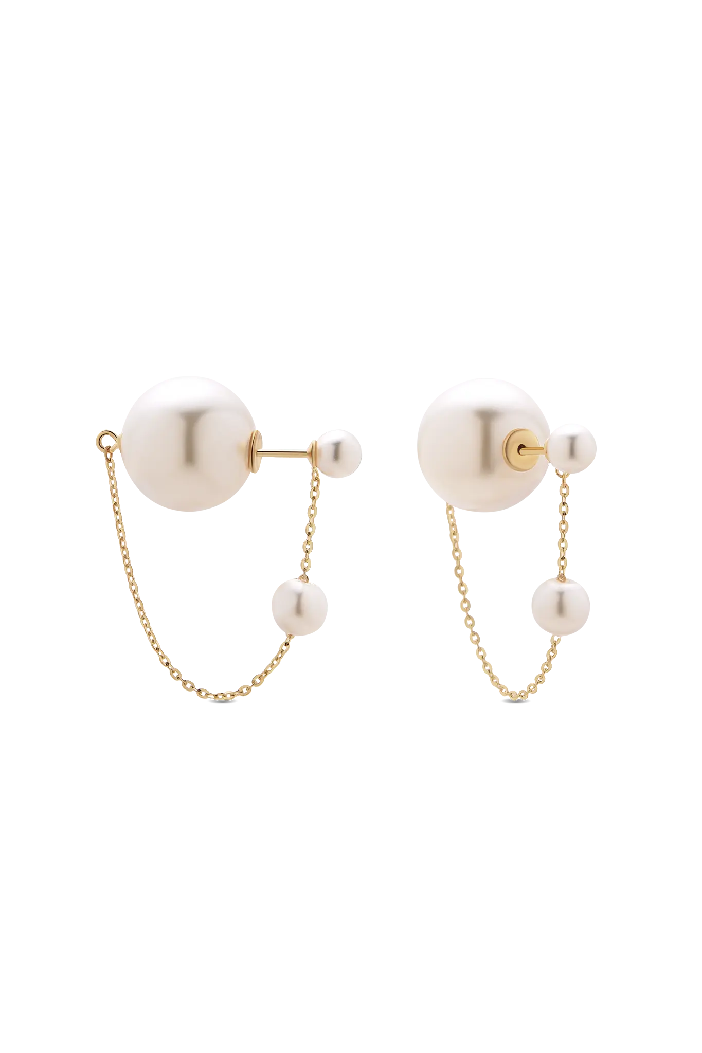 Silver Double Pearl Swing Earrings