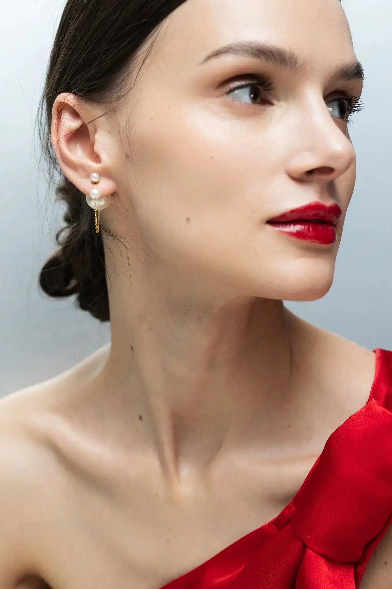 Silver Double Pearl Swing Earrings
