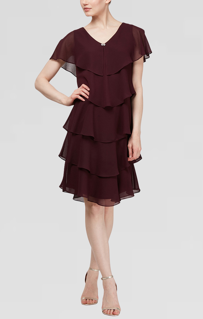 Pebble Georgette Tiered Short Dress