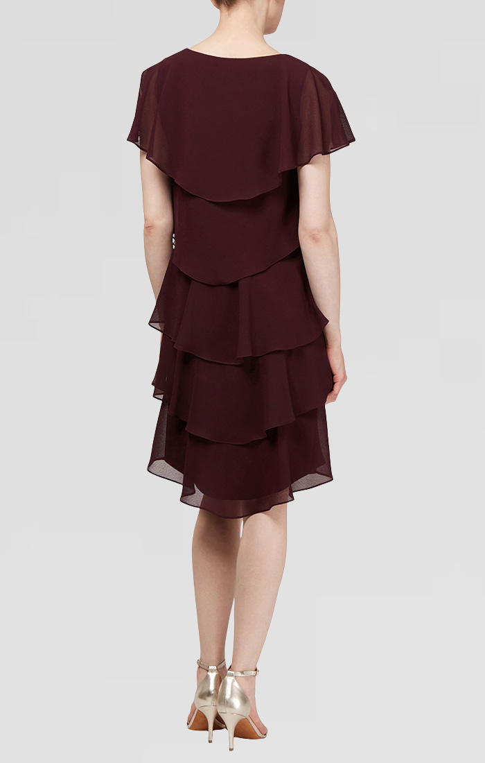 Pebble Georgette Tiered Short Dress