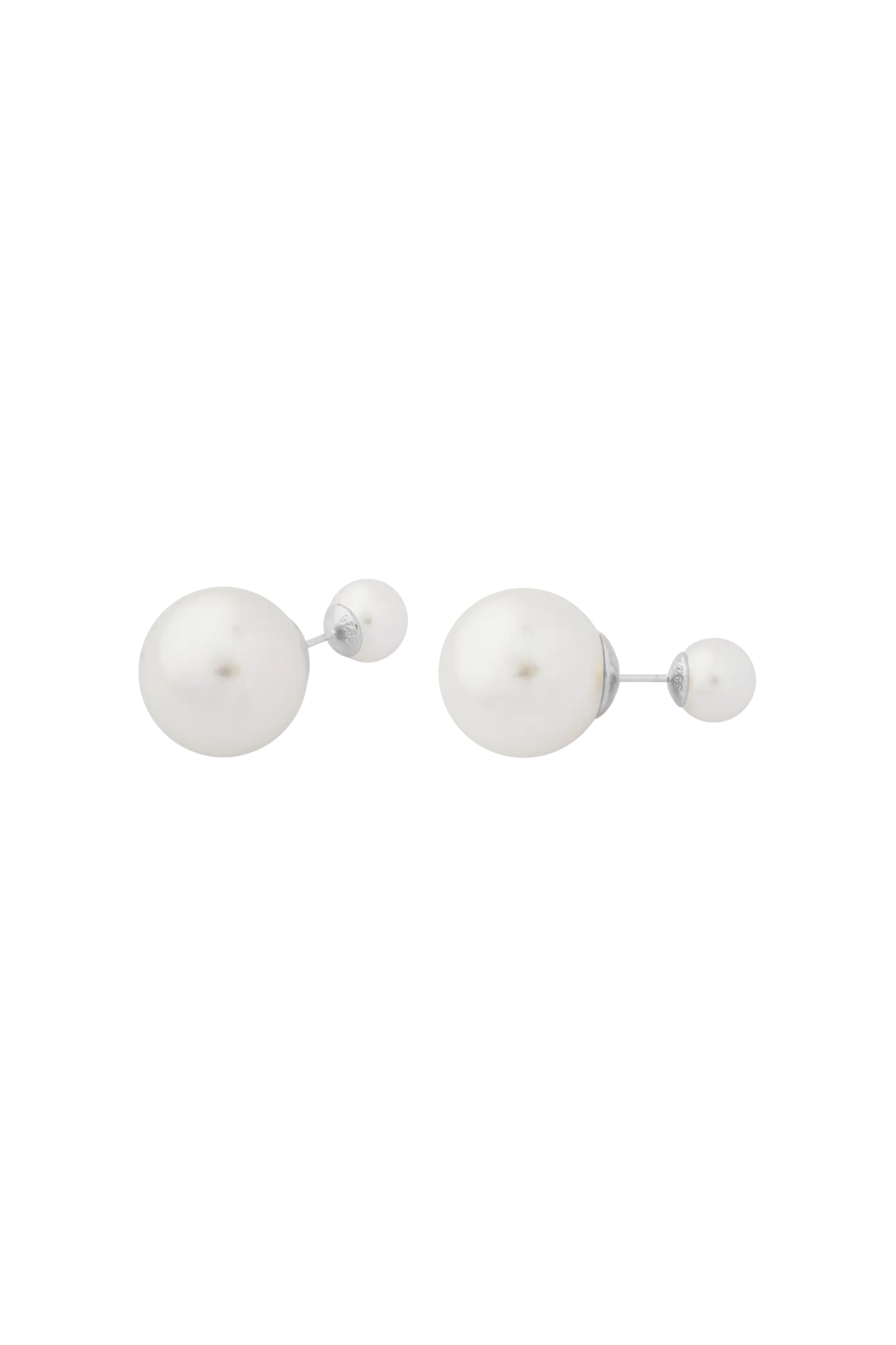Double Pearl Silver Earrings