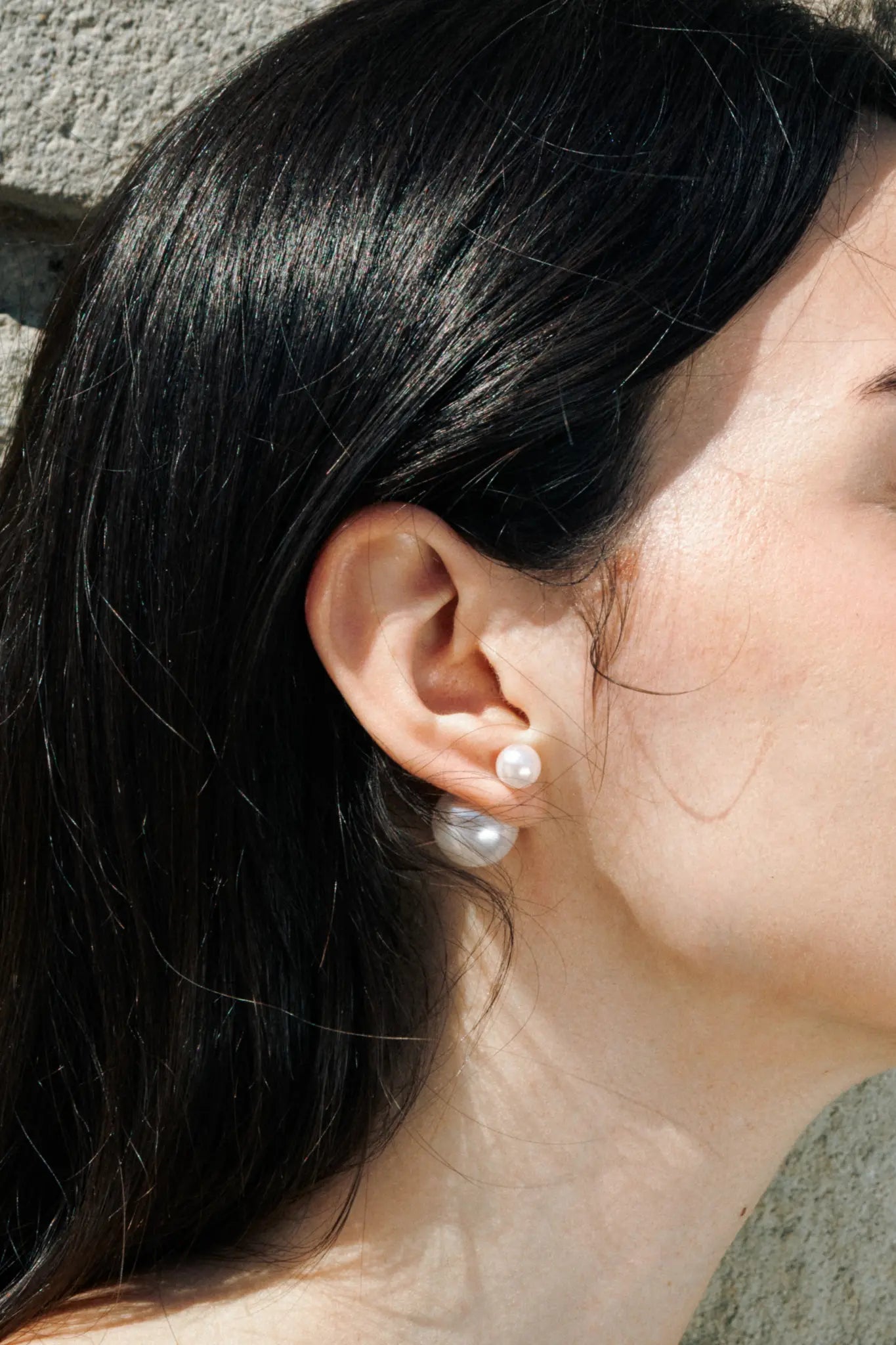 Double Pearl Silver Earrings