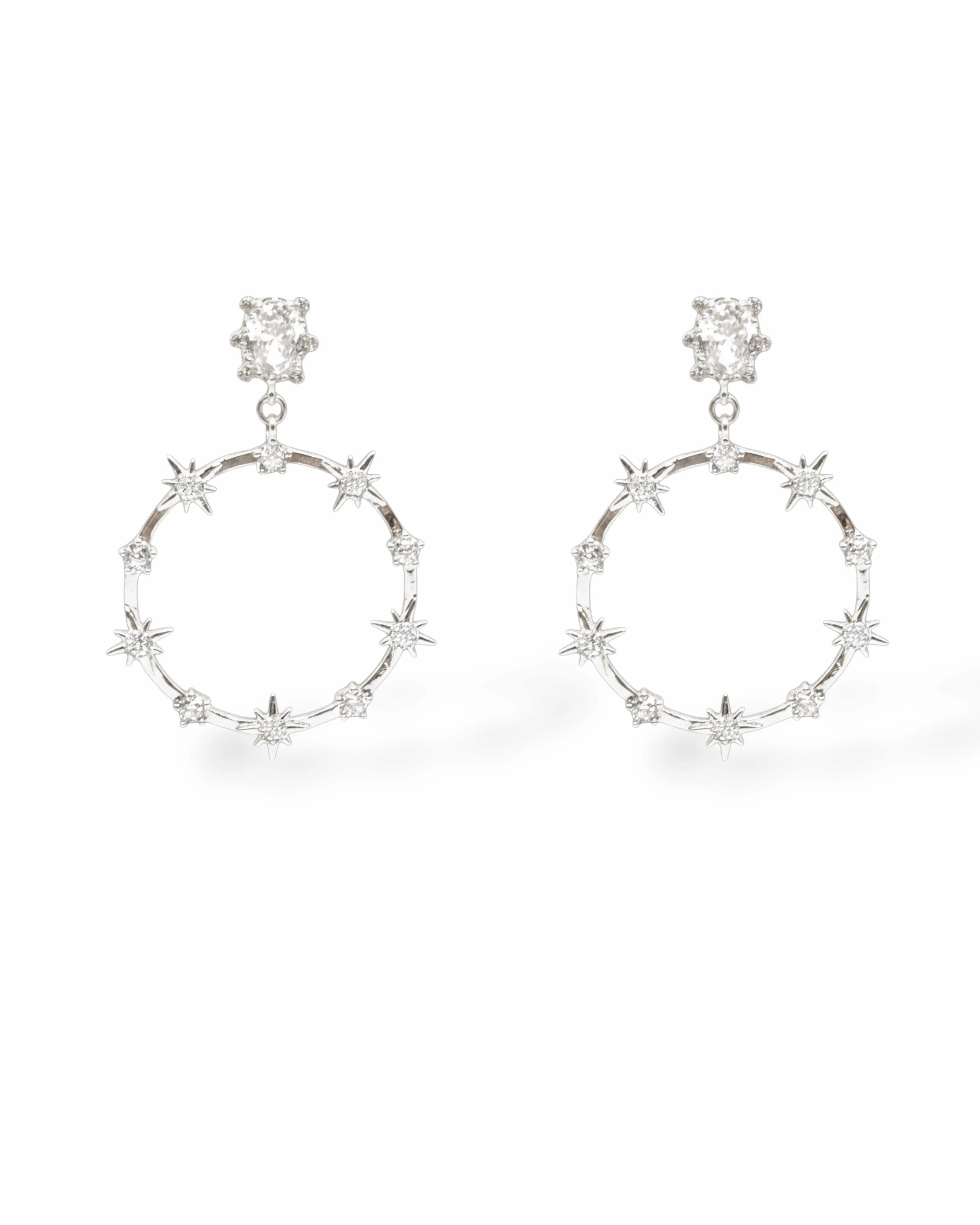 Vera CZ Star Hoop Earrings